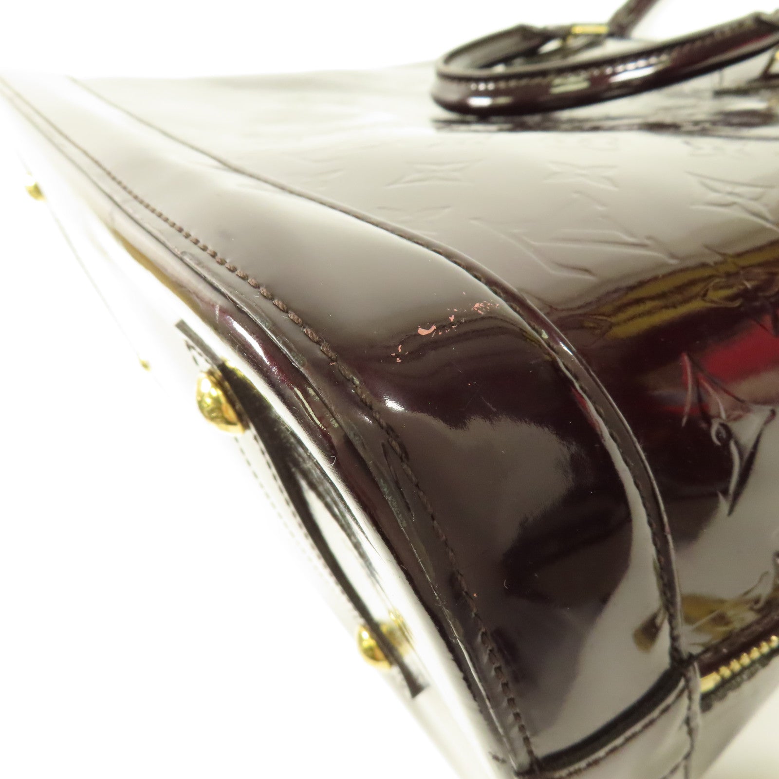 LOUIS VUITTON Vernis Alma PM金扣手挽袋酒紅色