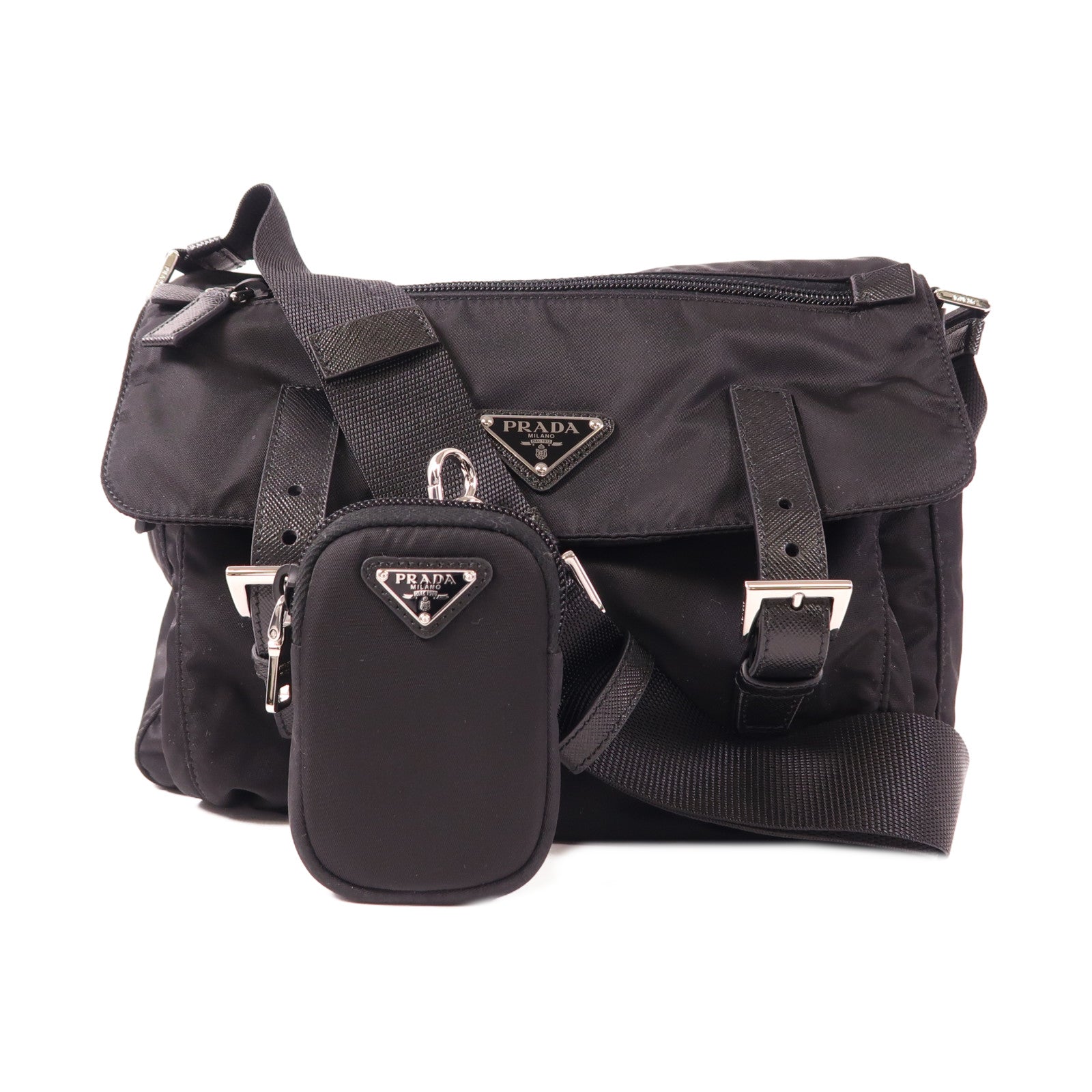 PRADA 尼龍Re-Nylon Shoulder Bag銀扣肩背袋