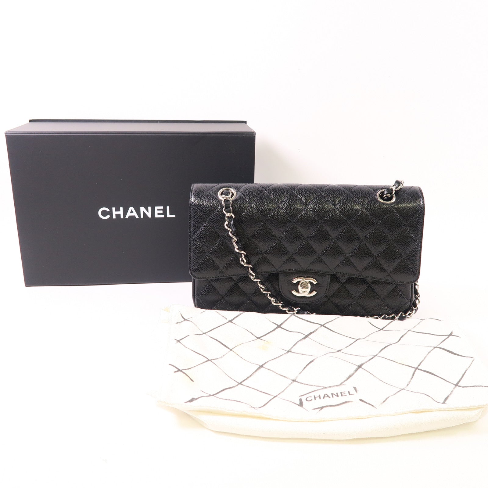 CHANEL 牛皮皮革Classic 25銀扣鏈帶肩背袋
