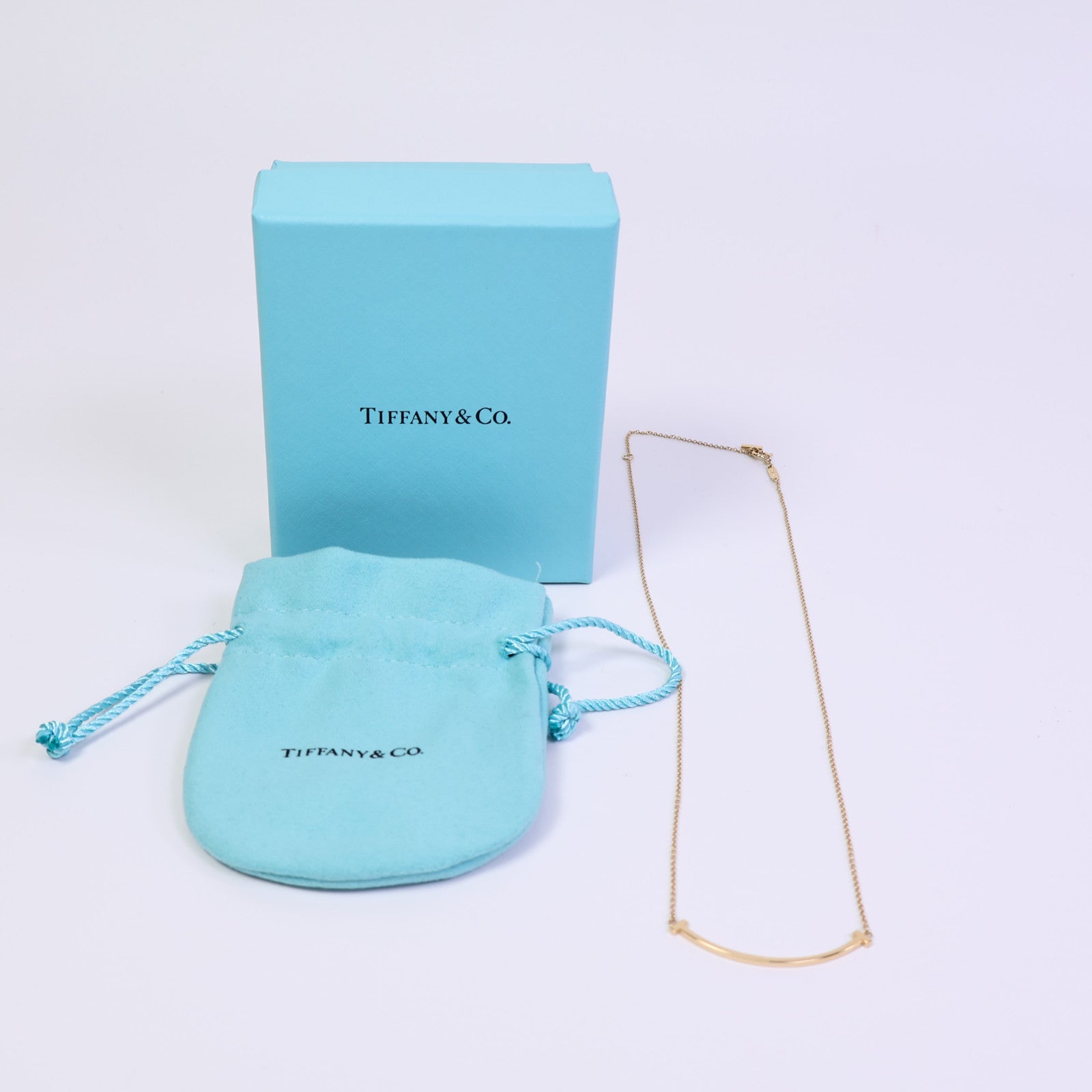 TIFFANY＆CO 18K玫瑰金T-Smile Necklace項鏈
