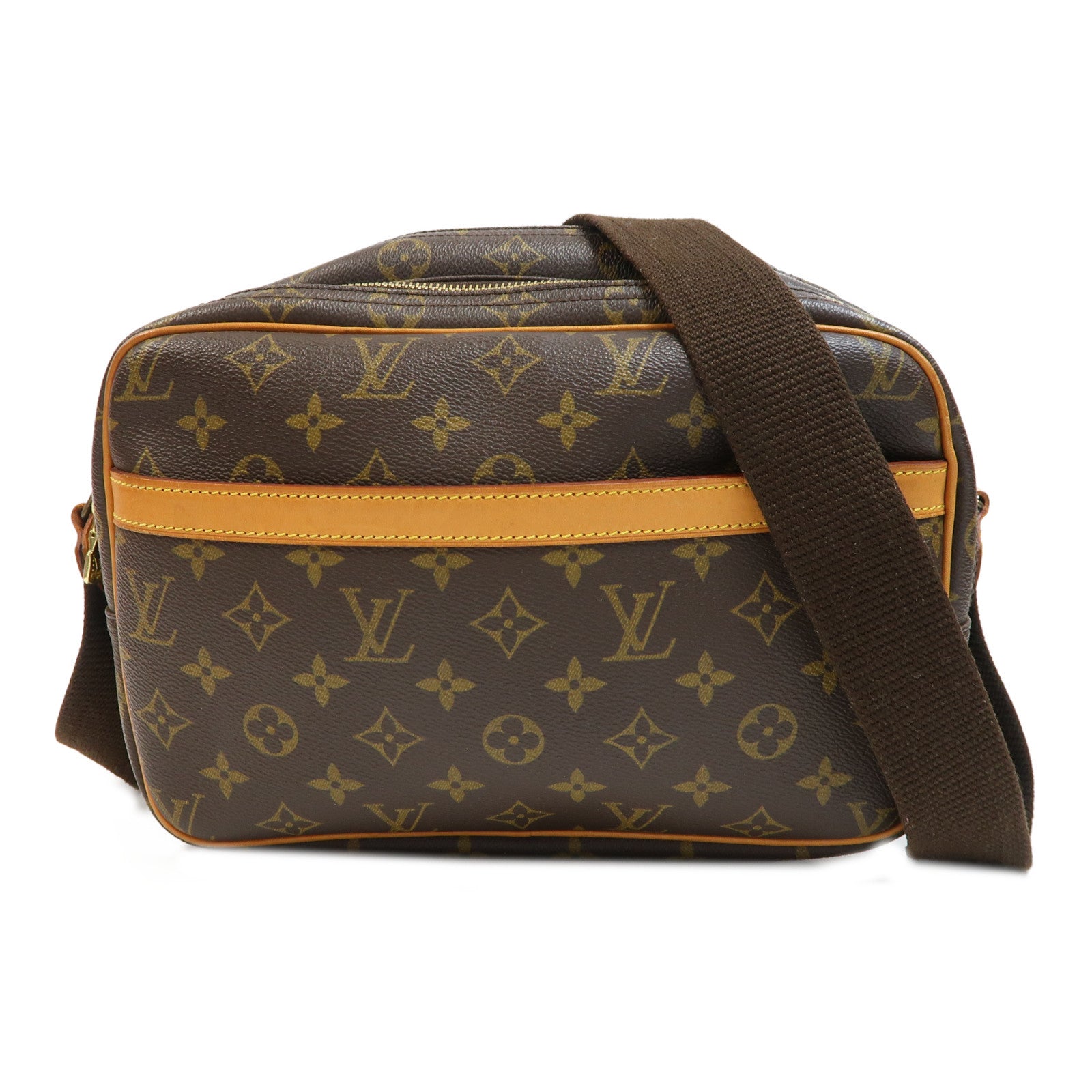 LOUIS VUITTON Monogram Reporter金扣肩背袋啡色
