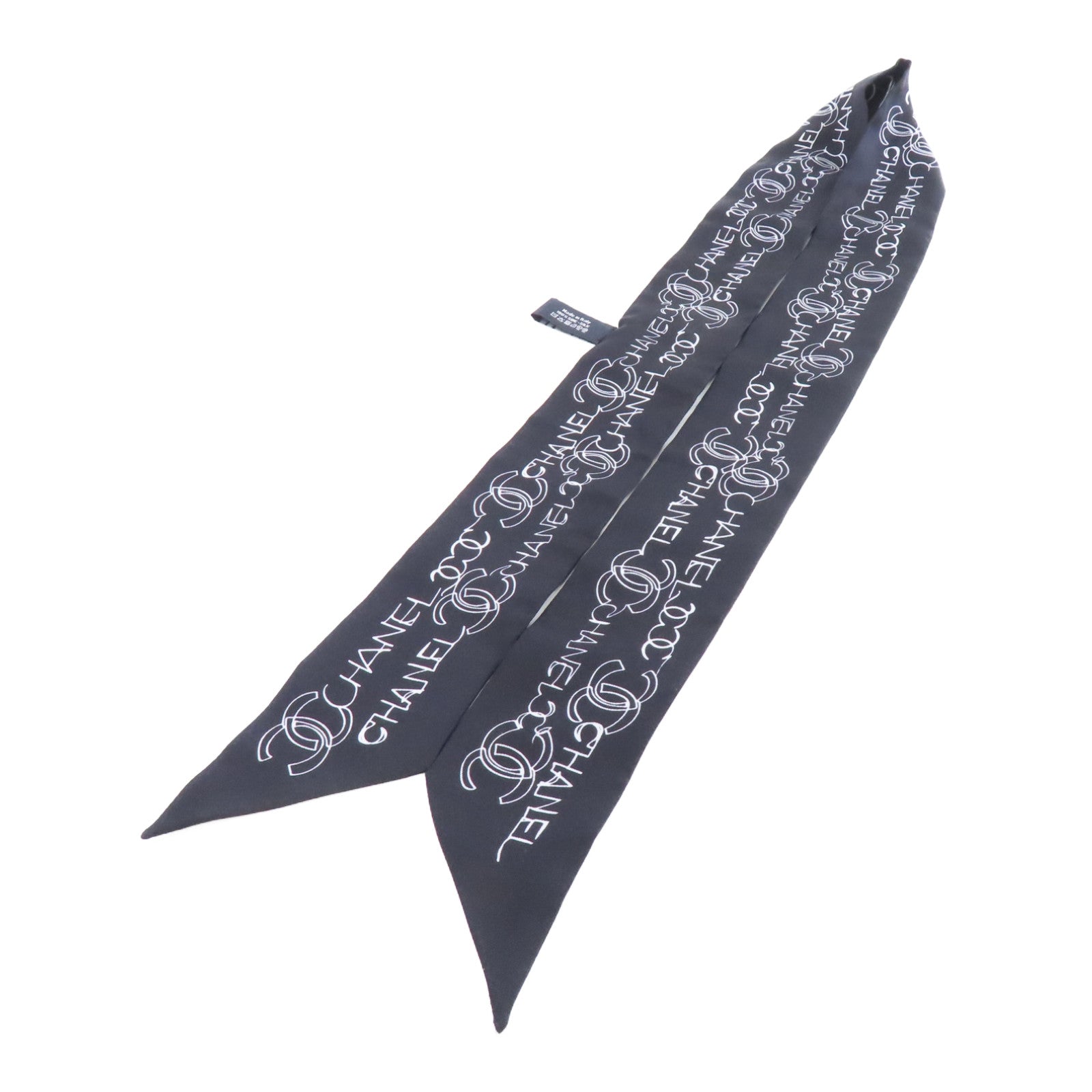 CHANEL 絲質Scarf絲巾黑色/白色