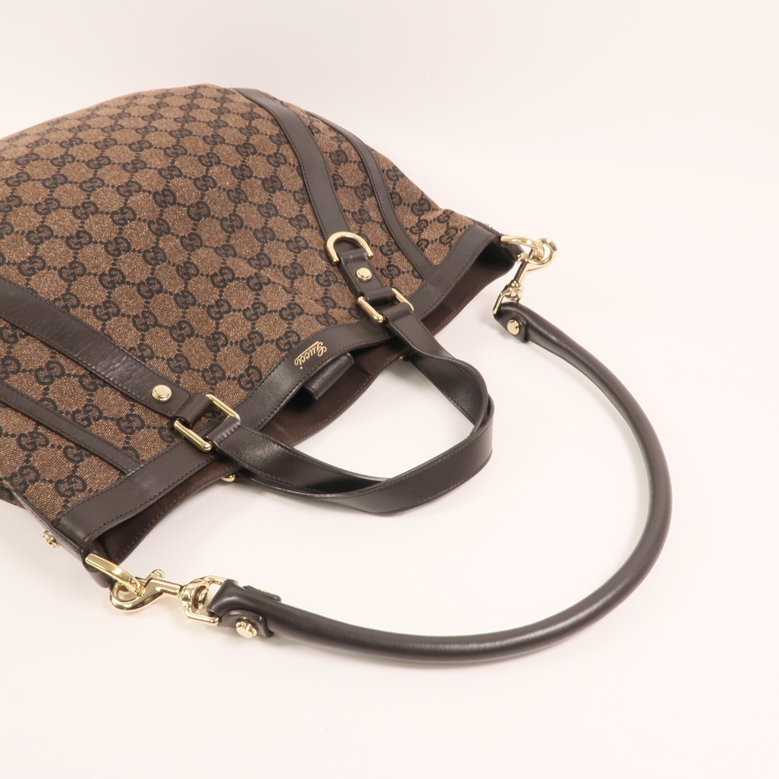 GUCCI GG帆布2 Way shoulder Bag金扣手挽肩背兩用袋