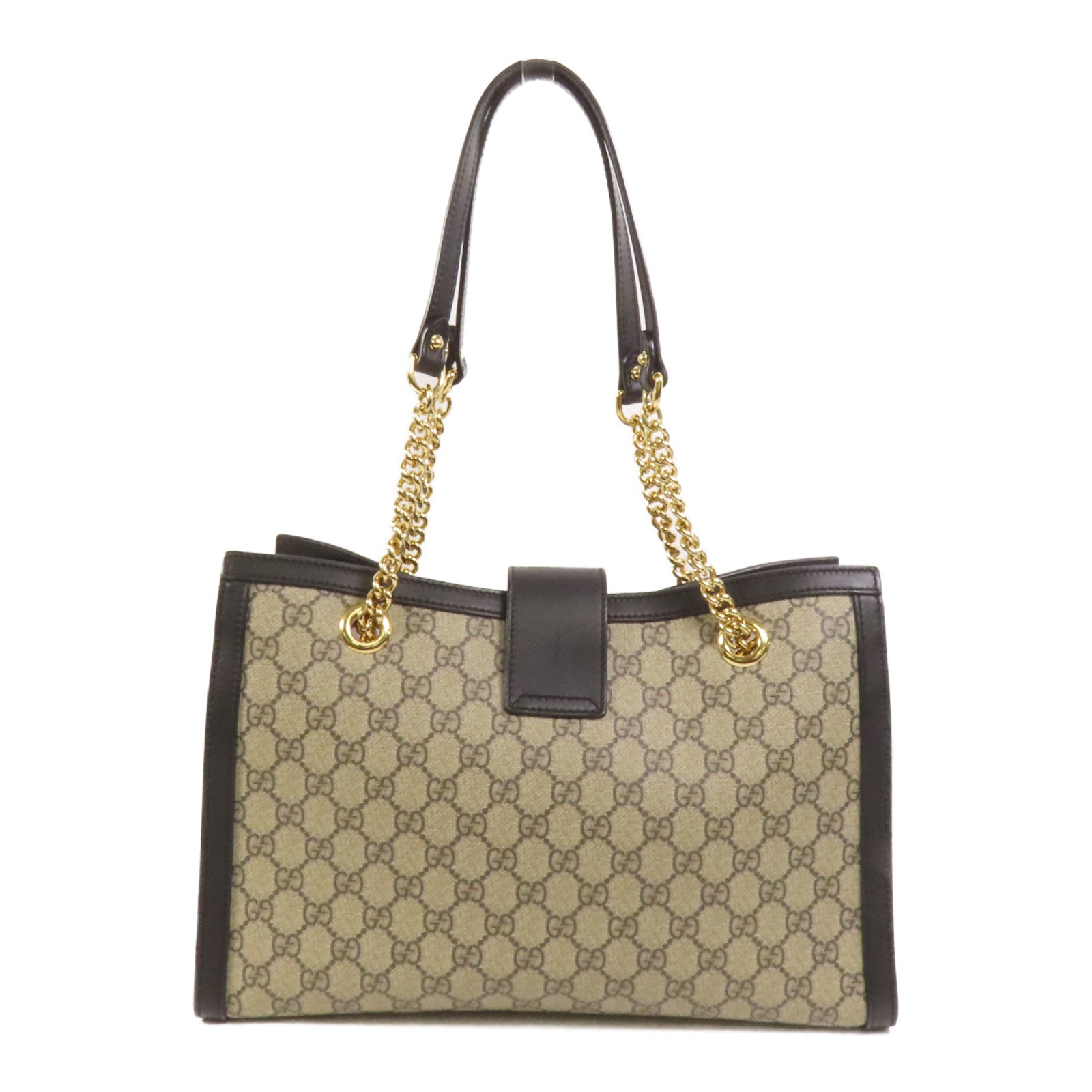 GUCCI 塗層帆布Padlock Medium Chain Shoulder Bag金扣鏈帶肩背袋