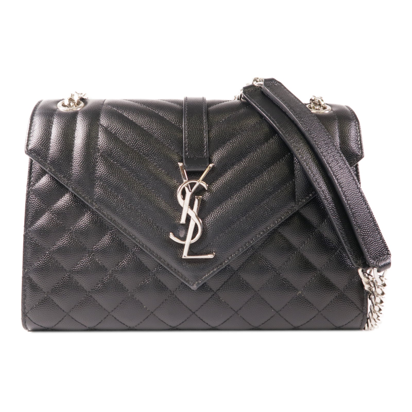 YVES SAINT LAURENT 牛皮皮革Chain Shoulder銀扣肩背袋