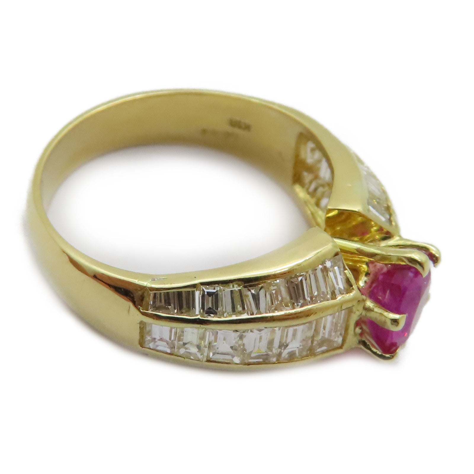 JEWELRY 【激減優惠】18K黃金Pink Sapphire Ring 1.048ct粉紅藍寶石/1.65ct鑽石戒指US#6.5