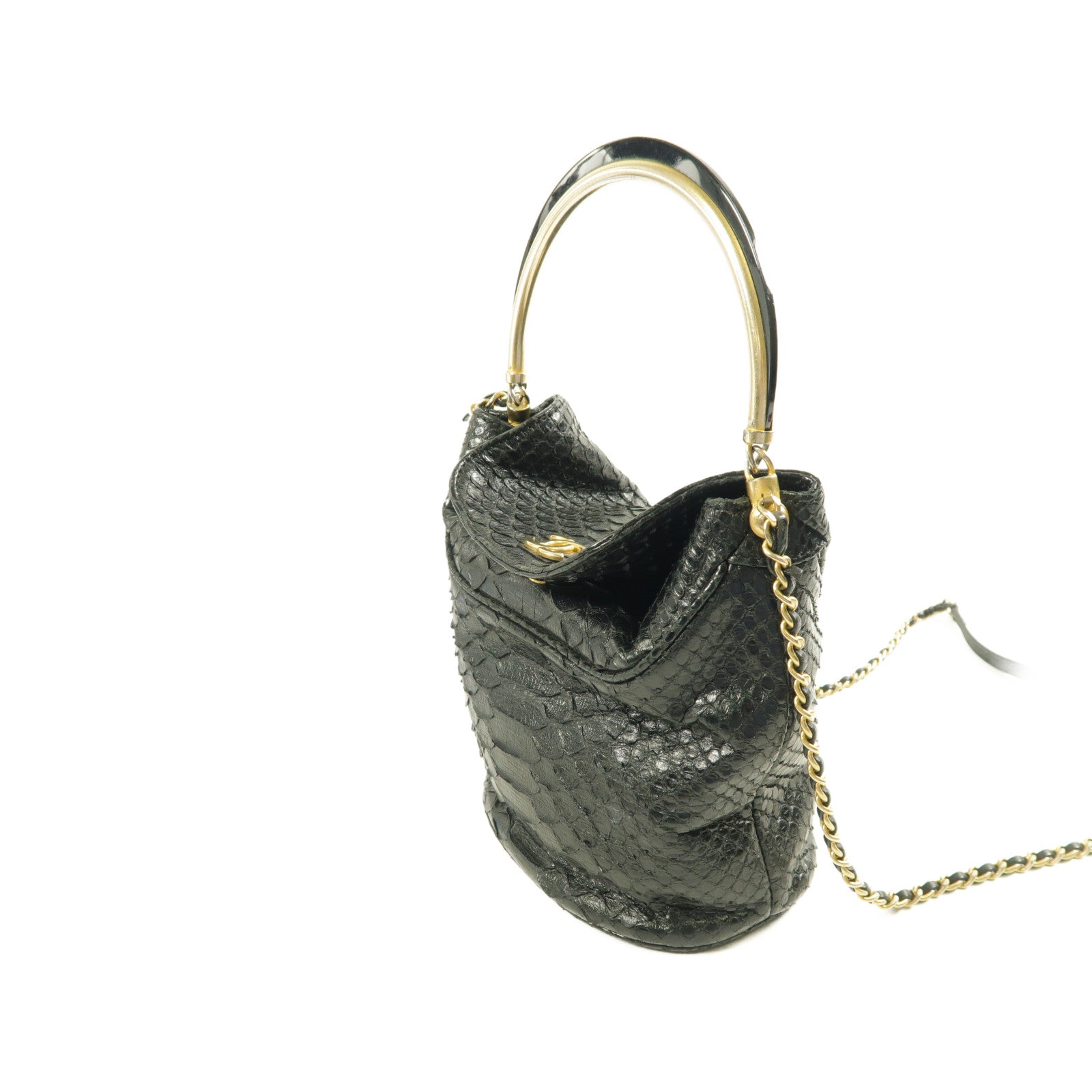CHANEL 【激減優惠】蛇皮皮革Shoulder Bag金扣鏈帶肩背袋