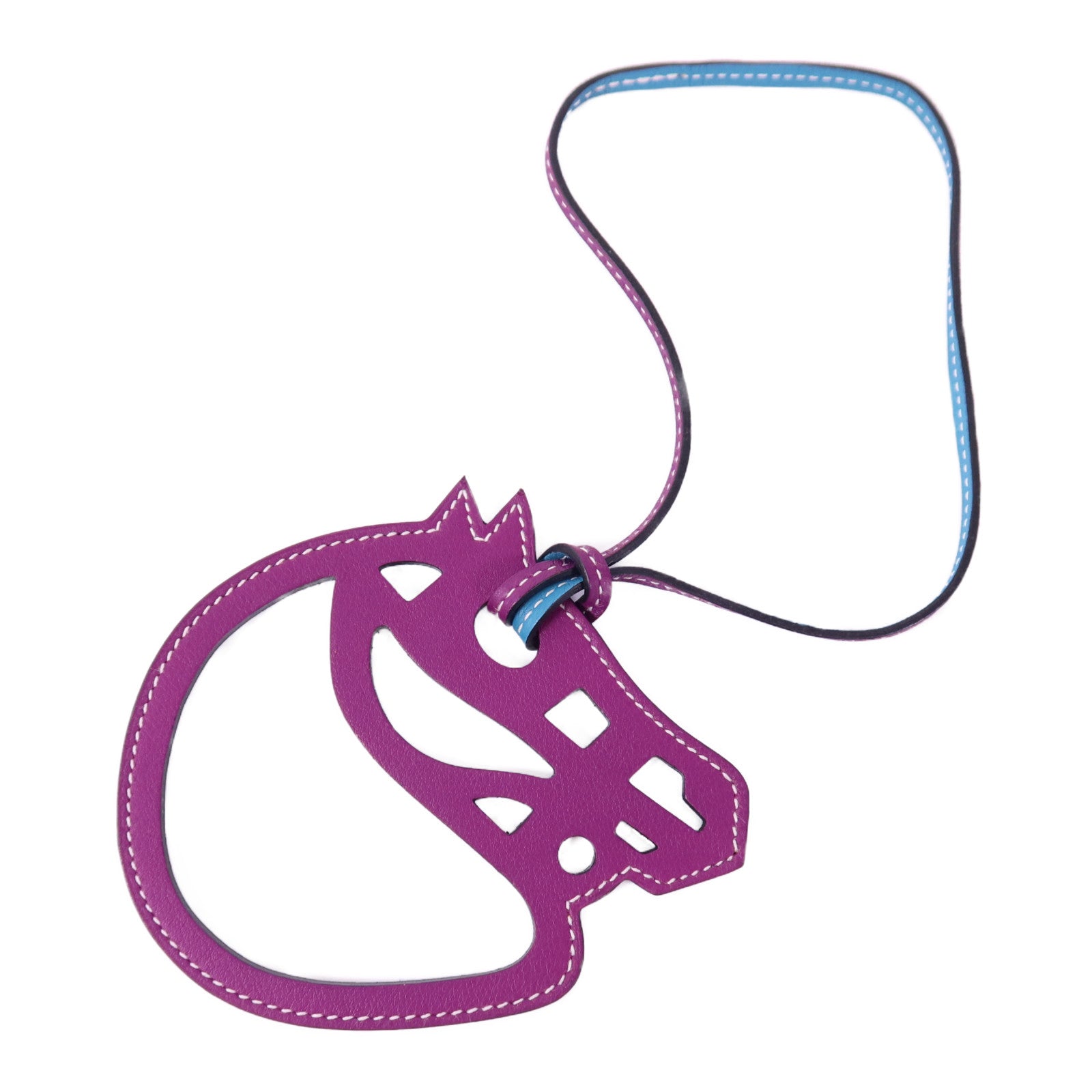 HERMES Horse Charm Swift Leather Purple/Blue