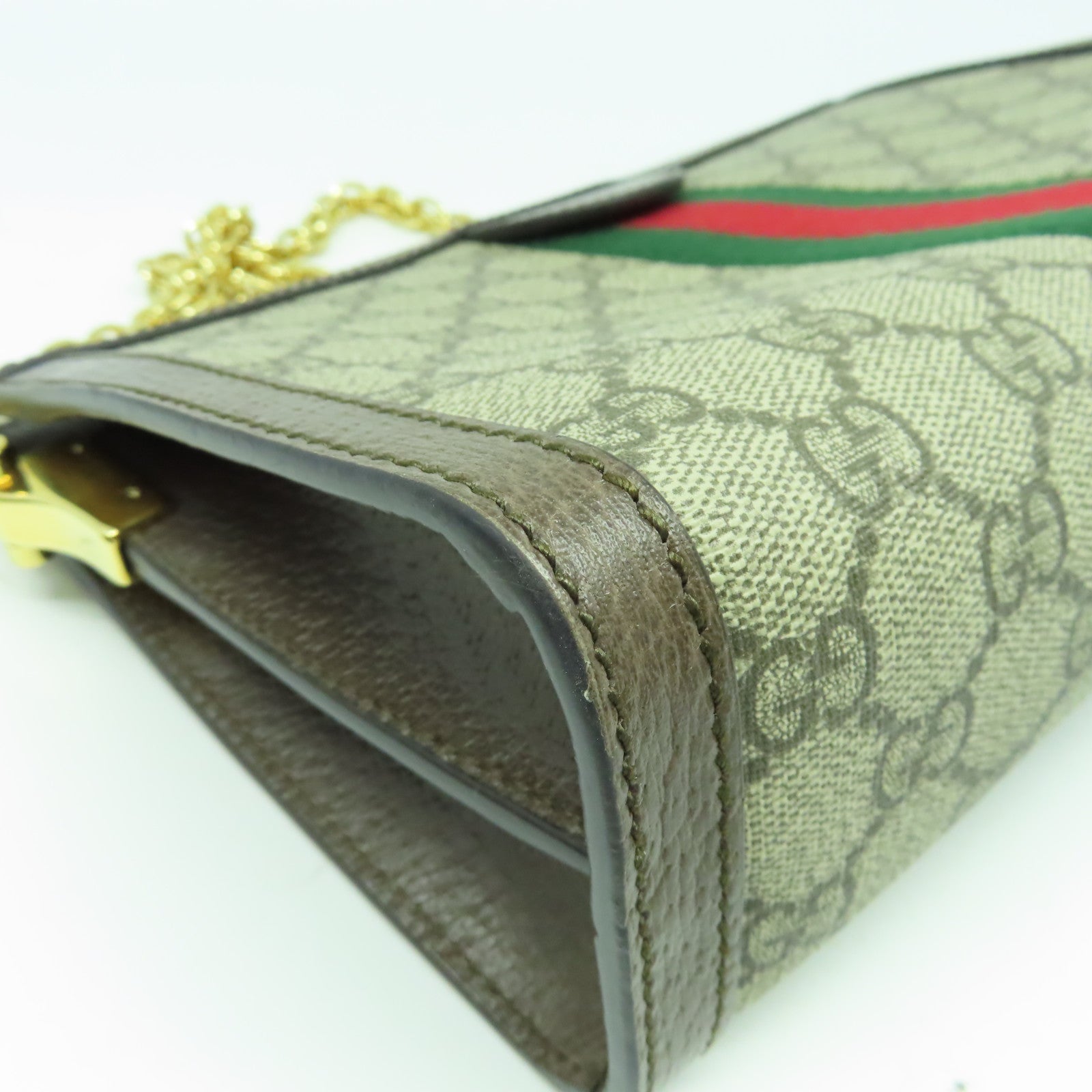 GUCCI 塗層帆布Ophidia金扣鏈帶肩背袋啡色