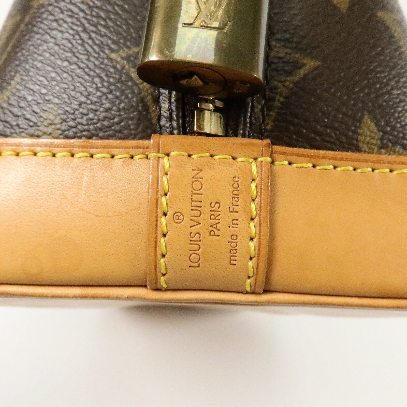 LOUIS VUITTON Monogram Alma金扣手挽袋棕色