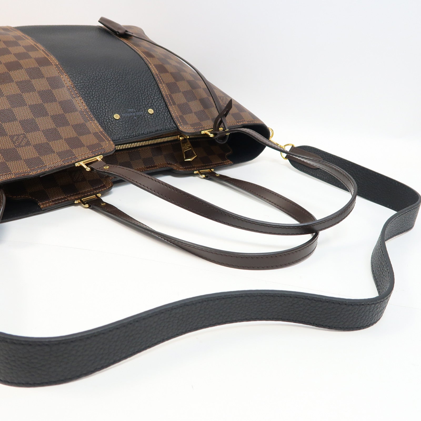 LOUIS VUITTON Damier Jersey金扣手挽肩背兩用袋啡色