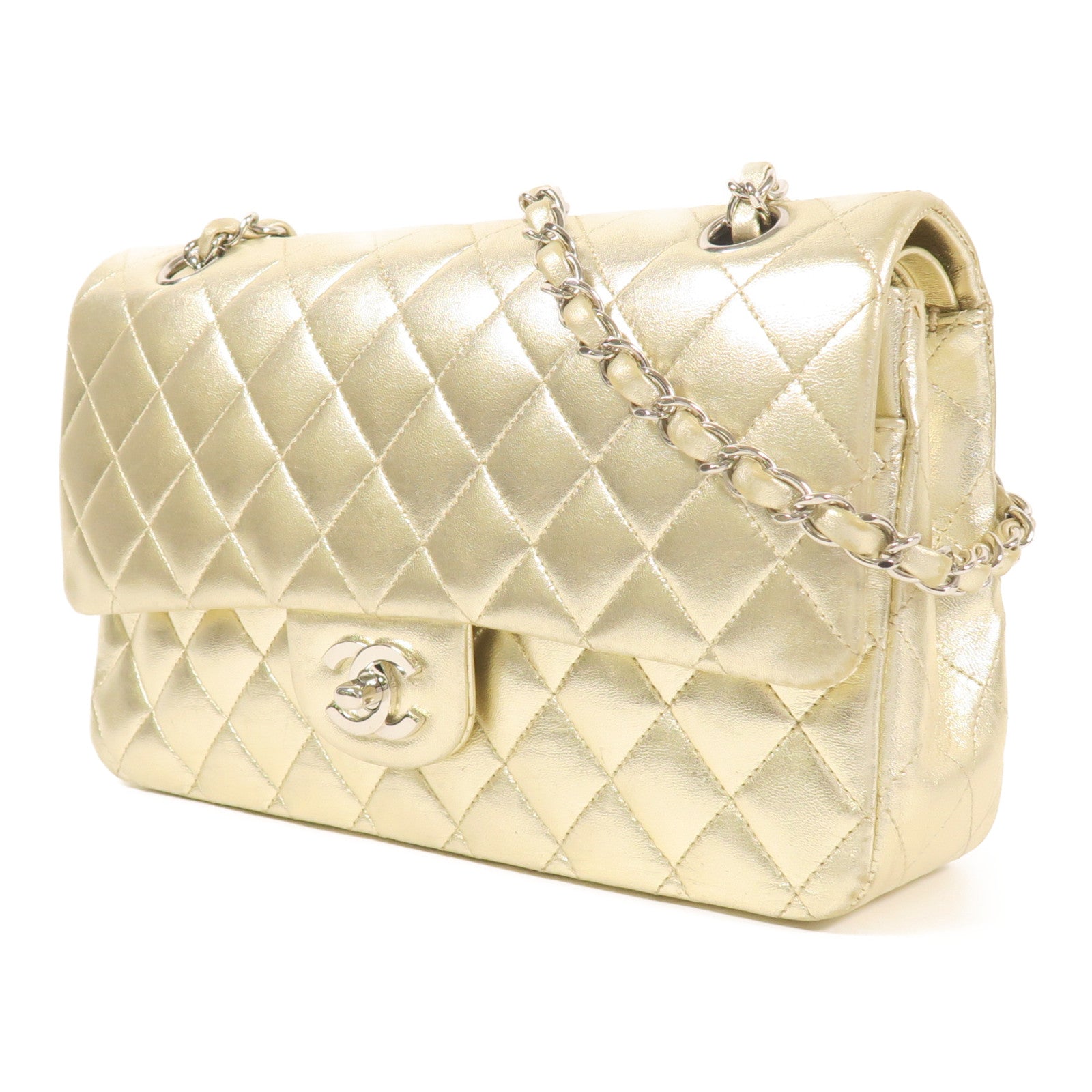 CHANEL 羊皮皮革Classic 25銀扣鏈帶肩背袋