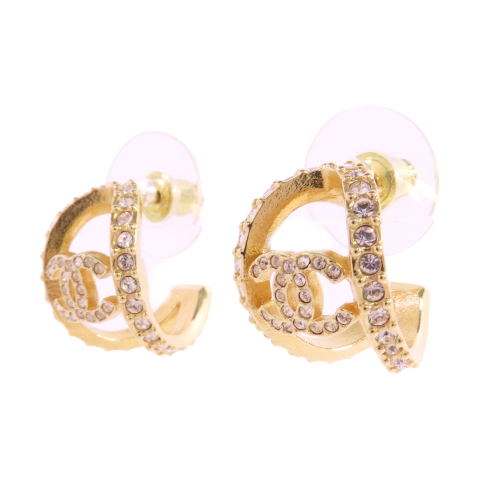 CHANEL 金屬/水鑽Earrings金扣耳環
