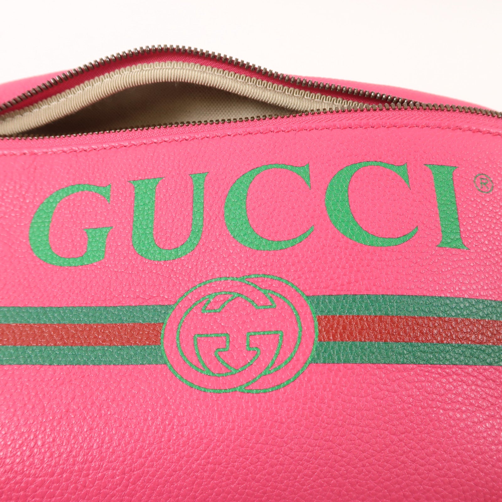 GUCCI 皮革Waist Bag腰包桃紅色