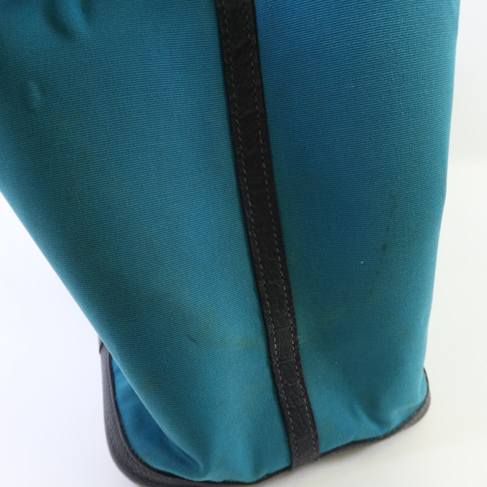 HERMES 帆布Garden Party PM銀扣手挽袋Bleu Paon