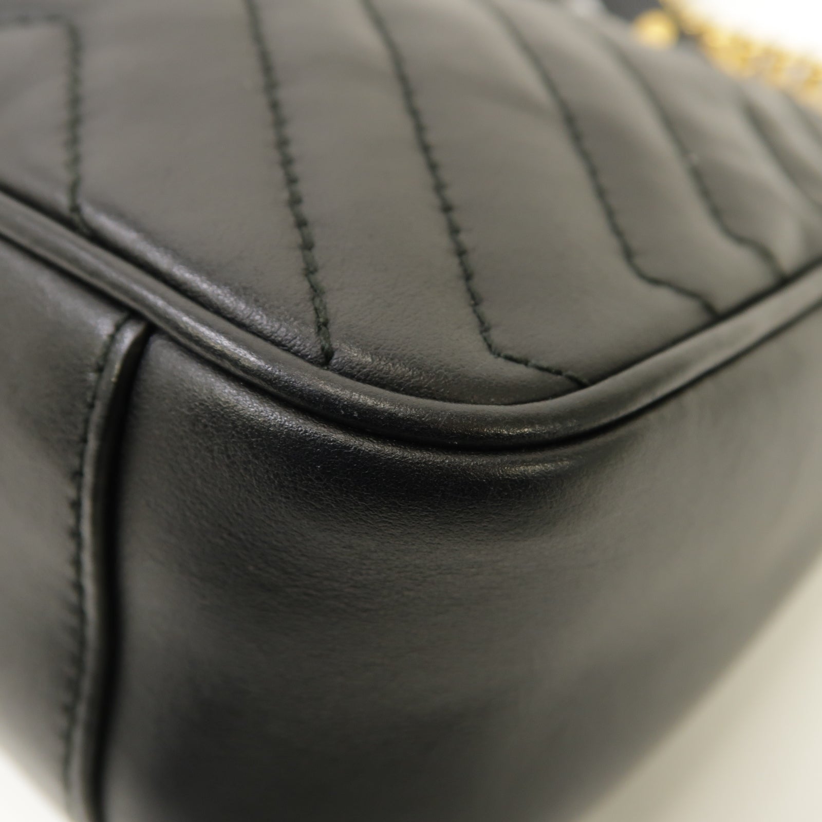 GUCCI 牛皮皮革Shoulder Bag金扣鏈帶肩背袋黒色