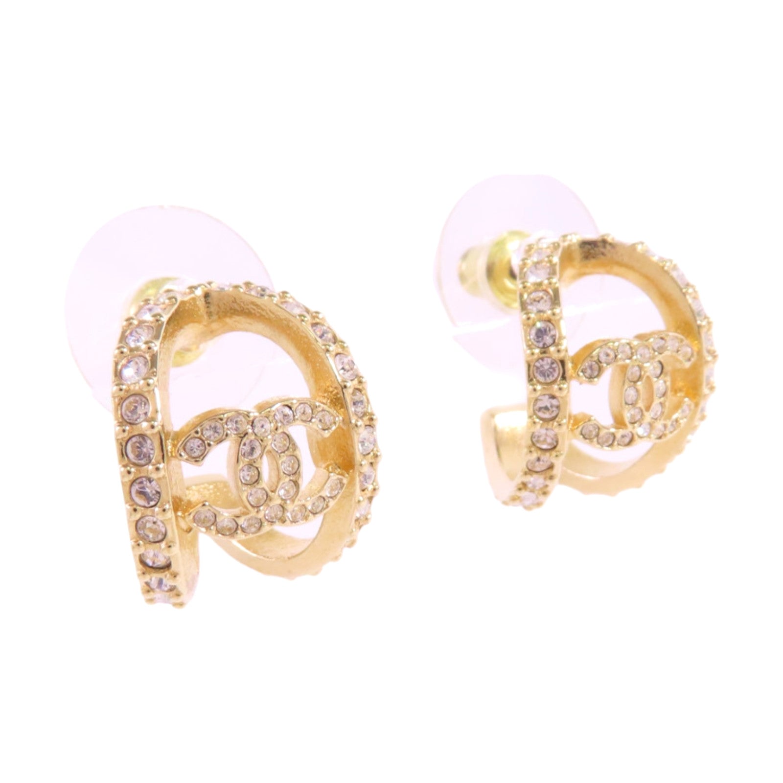 CHANEL 金屬/水鑽Earrings金扣耳環