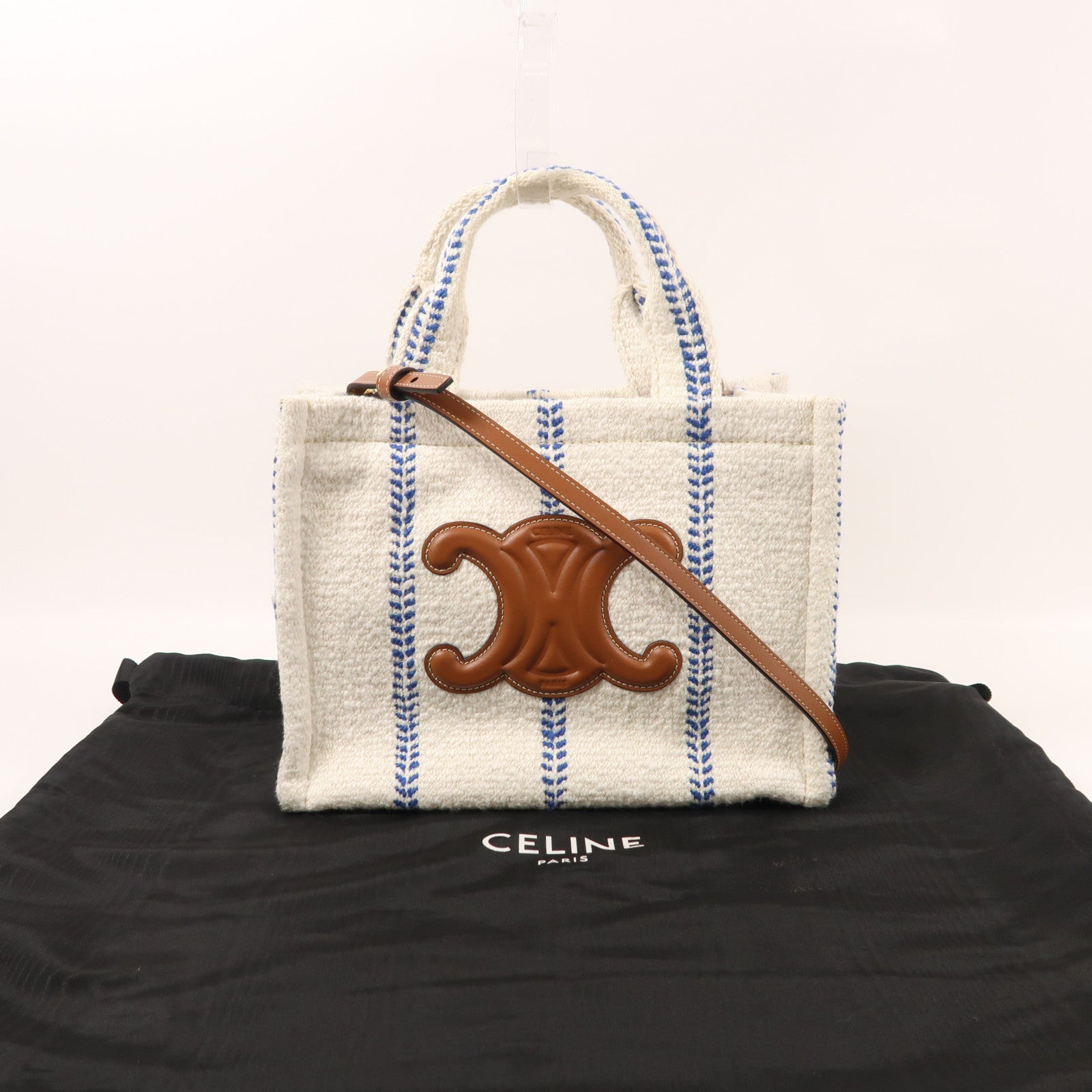 CELINE 帆布Cabas Thais金扣手挽肩背兩用袋