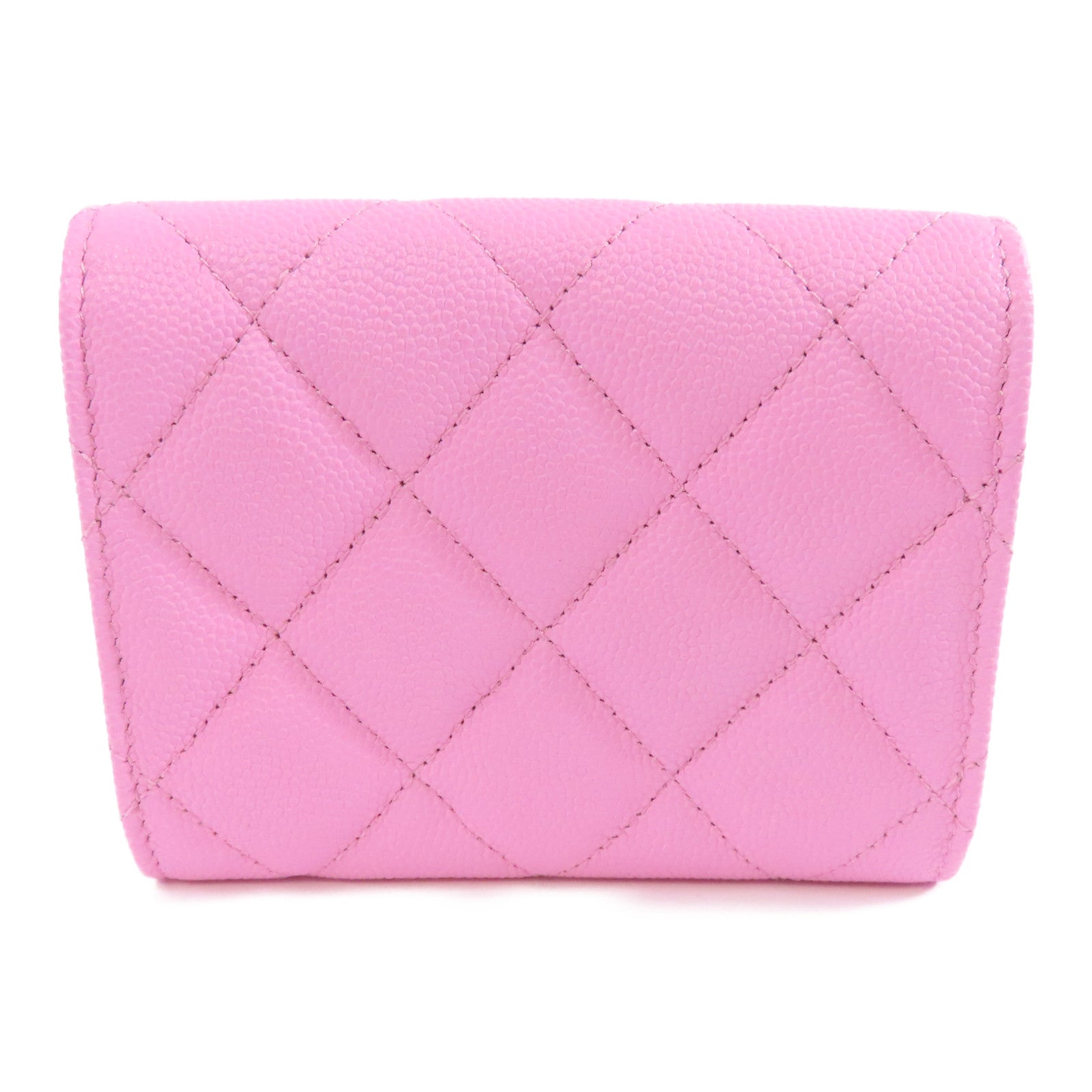 CHANEL 菱格Caviar皮革Card Case金扣卡片套粉紅色
