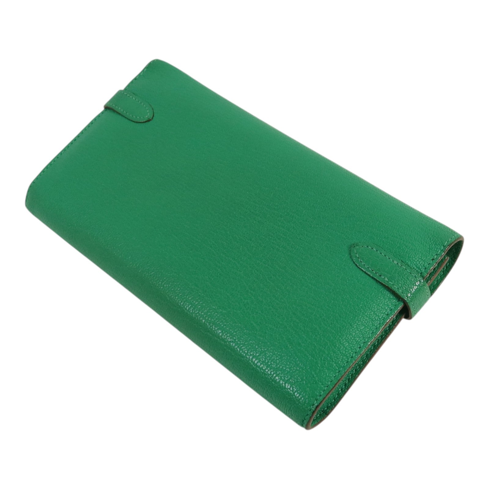 HERMES Chevre皮革Kelly wallet銀扣長錢包Menthe