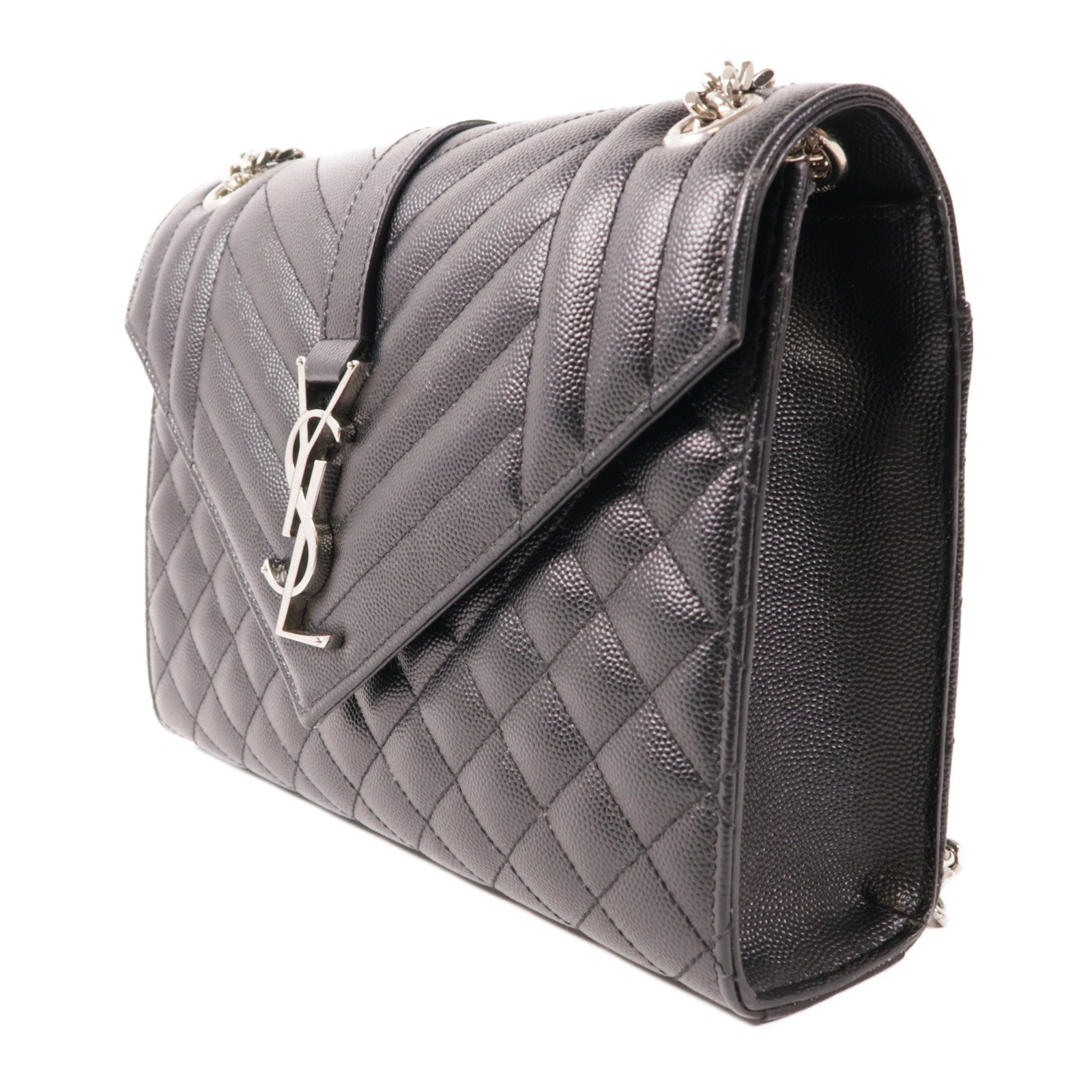 YVES SAINT LAURENT 牛皮皮革Chain Shoulder銀扣肩背袋
