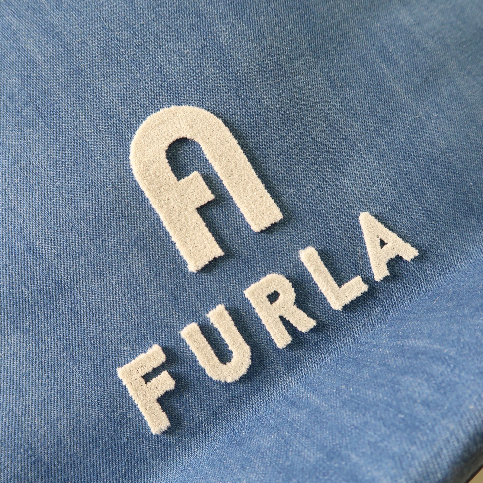 Furla 牛仔布Hand Bag銀扣手挽袋藍色