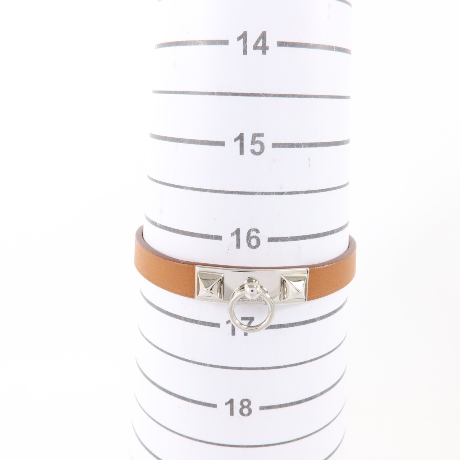 HERMES Swift皮革Mini Rivale Bracelet銀扣手鏈Gold