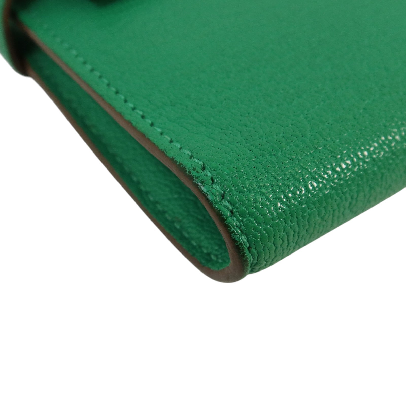 HERMES Chevre皮革Kelly wallet銀扣長錢包Menthe