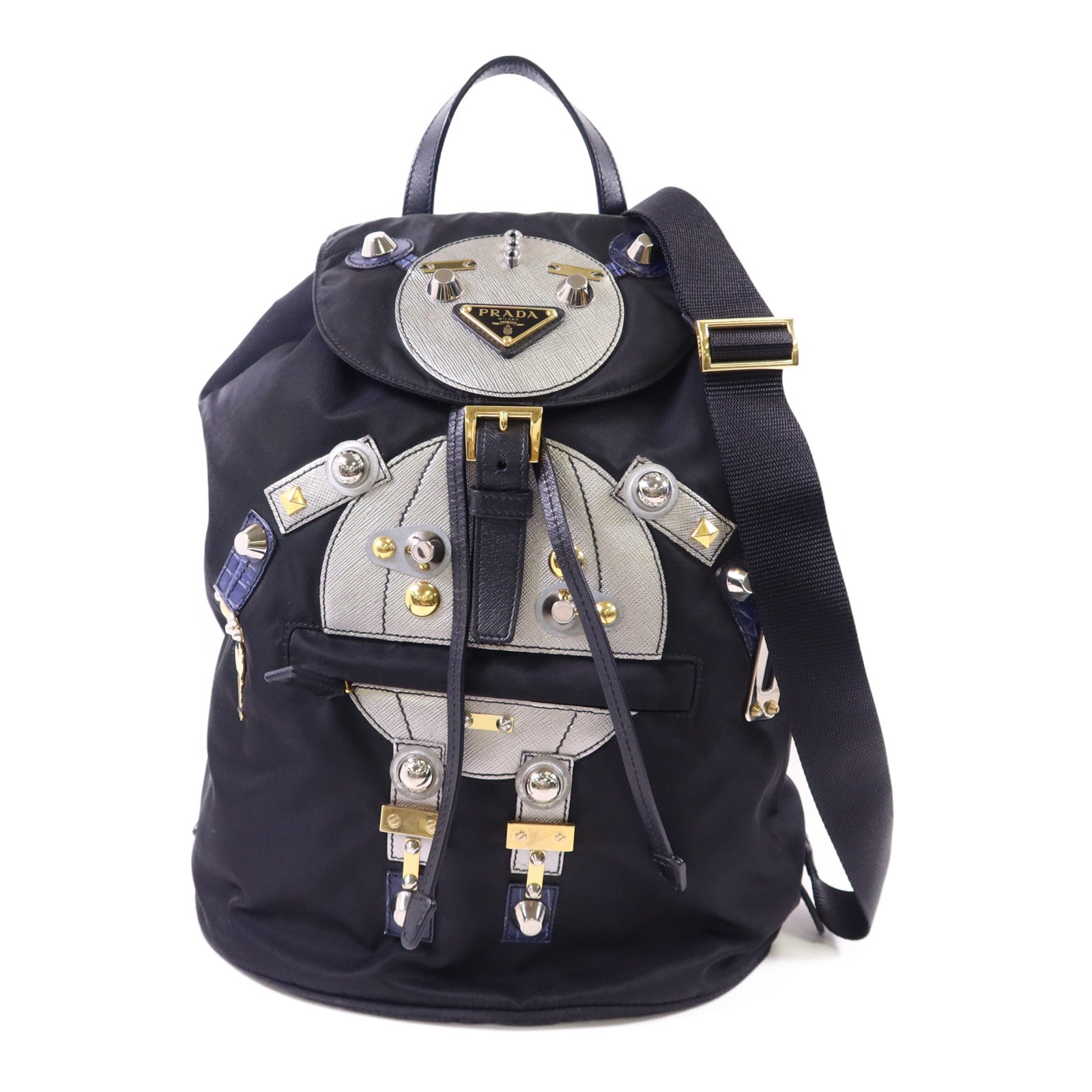 PRADA 尼龍Robot Rucksack銀扣背包1BZ032