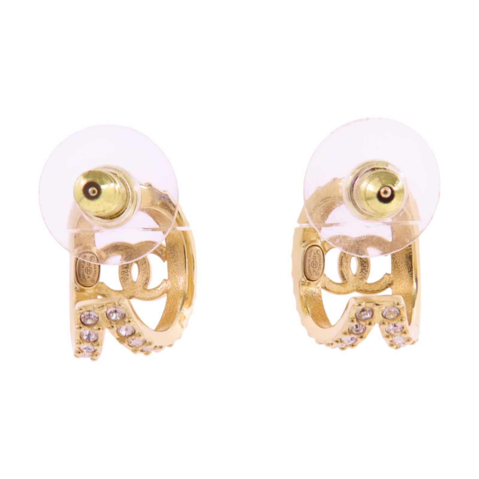 CHANEL 金屬/水鑽Earrings金扣耳環
