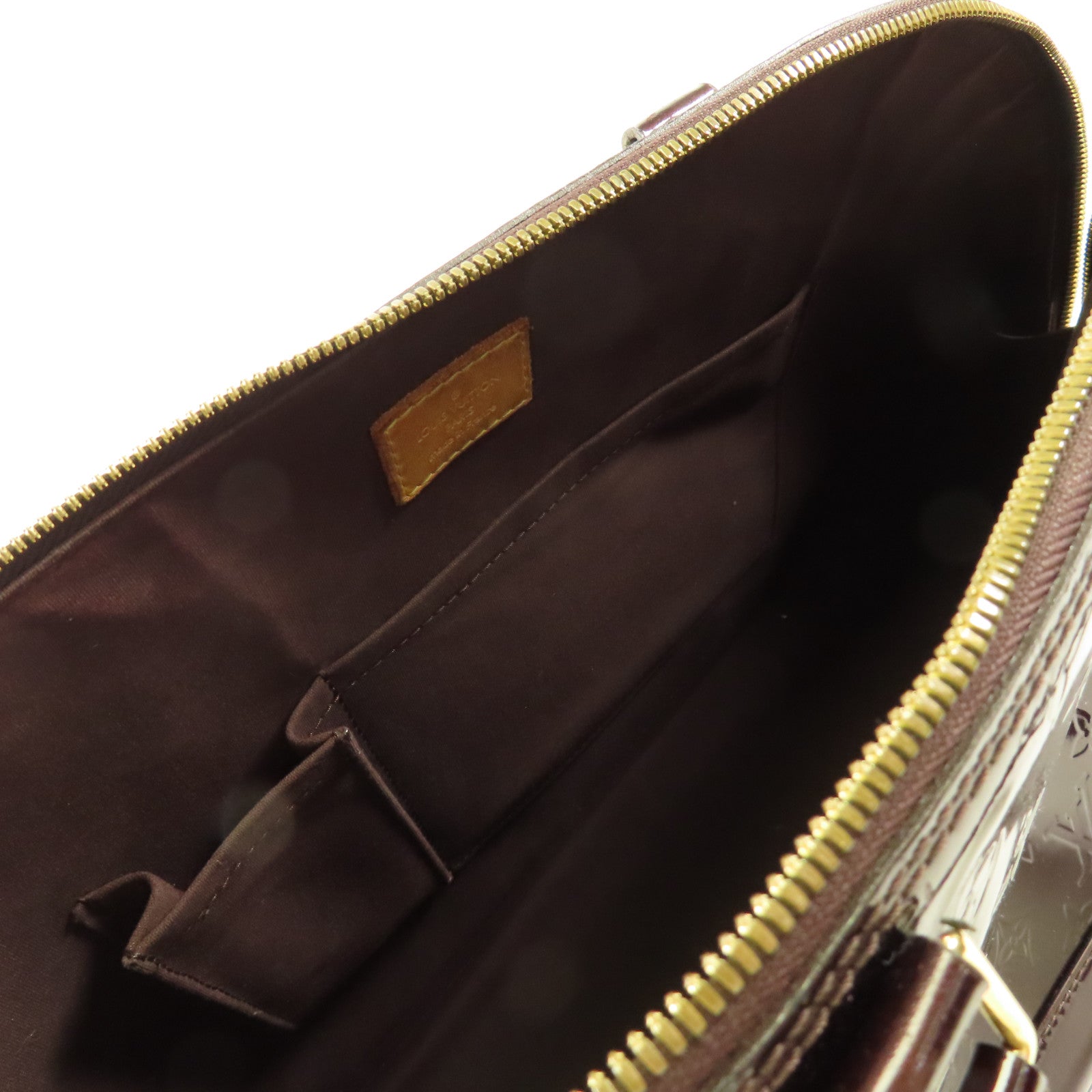 LOUIS VUITTON Vernis Alma PM金扣手挽袋酒紅色