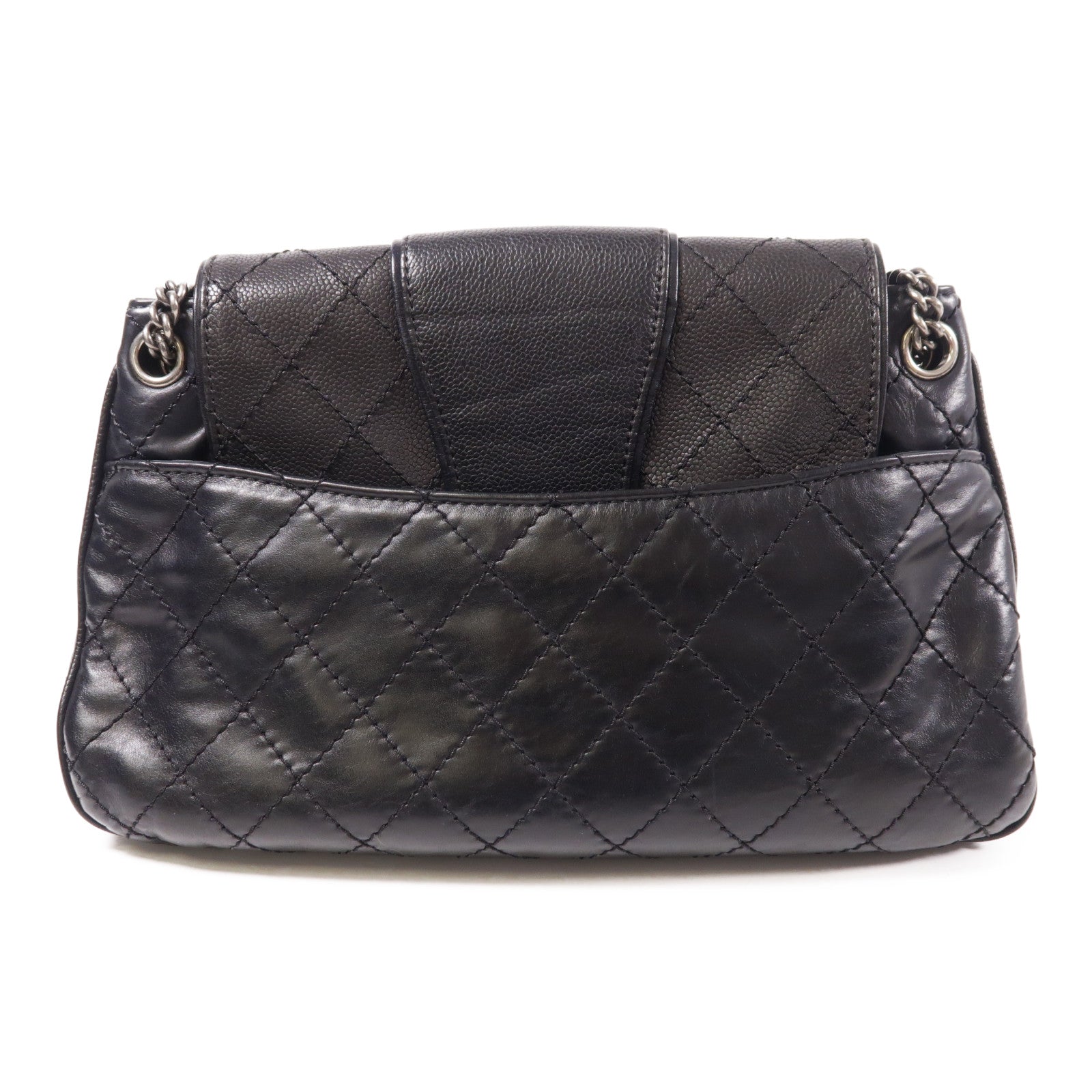 CHANEL CC SHW Shoulder Bag Chain Calfskin Leather Black