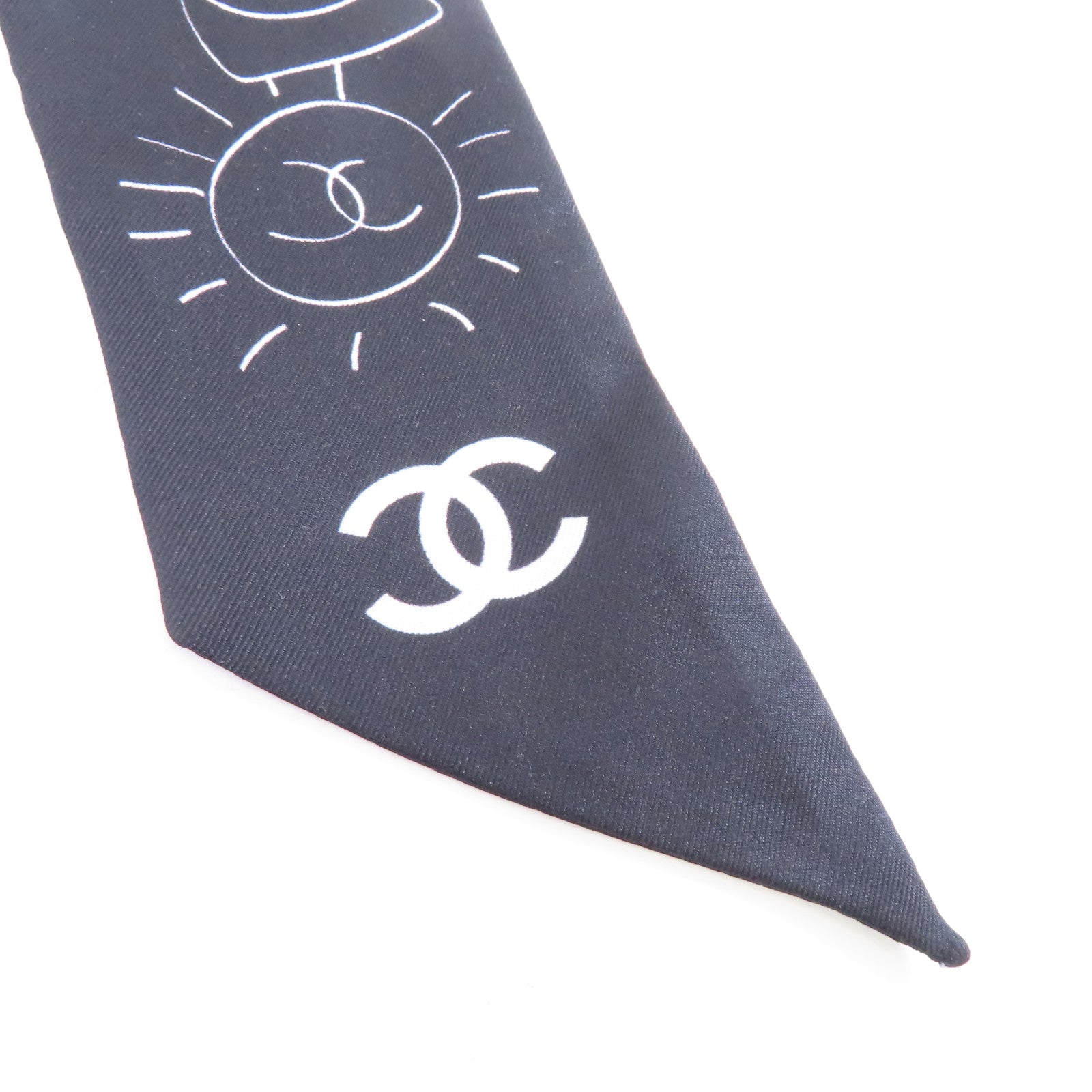 CHANEL 絲質Scarf絲巾黑色/白色