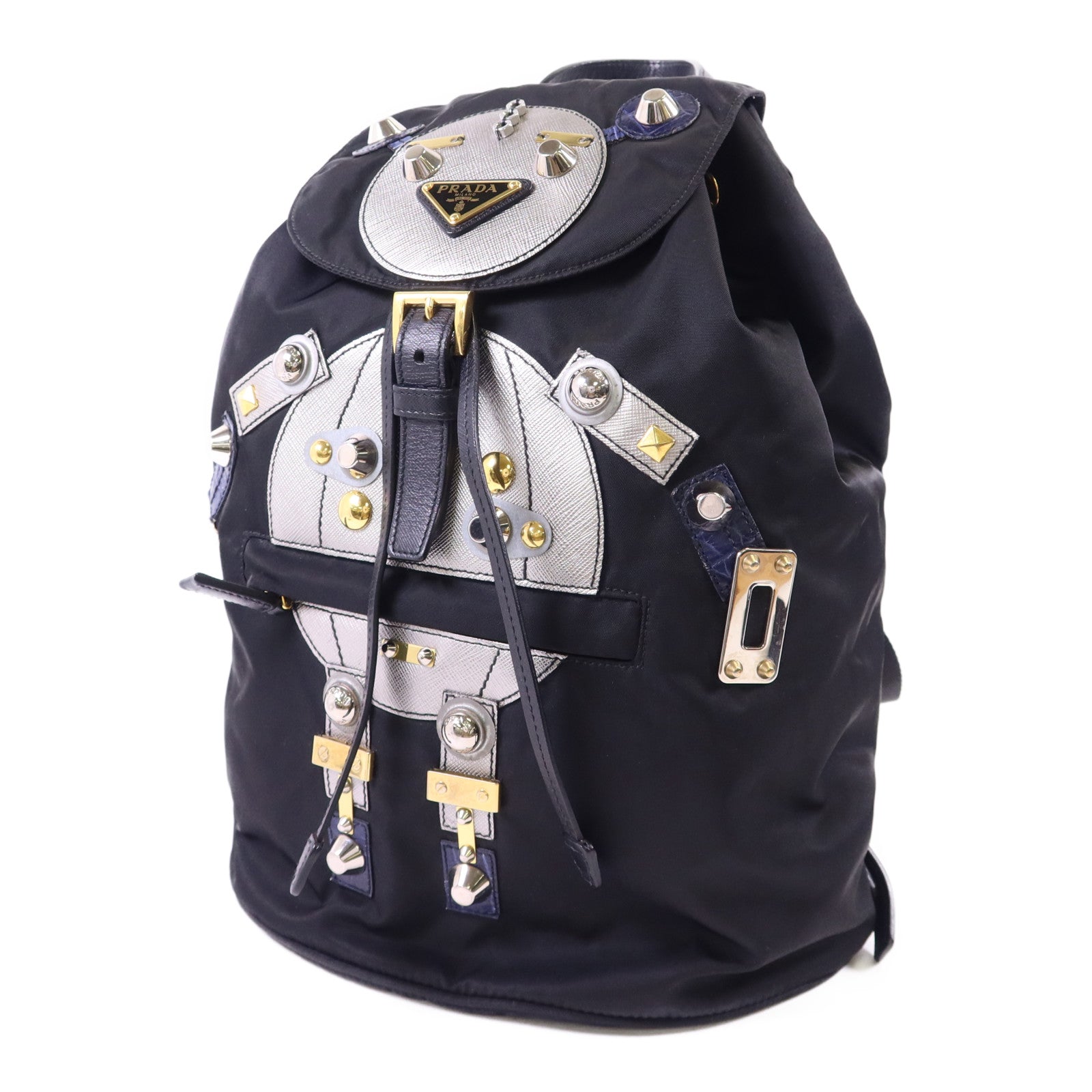 PRADA 尼龍Robot Rucksack銀扣背包1BZ032