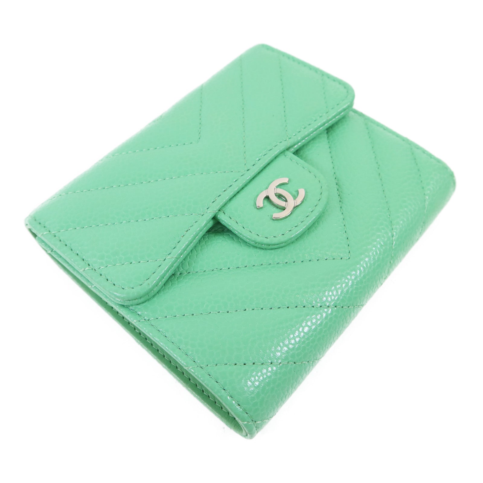 CHANEL 牛皮皮革Three-fold Wallet銀扣錢包