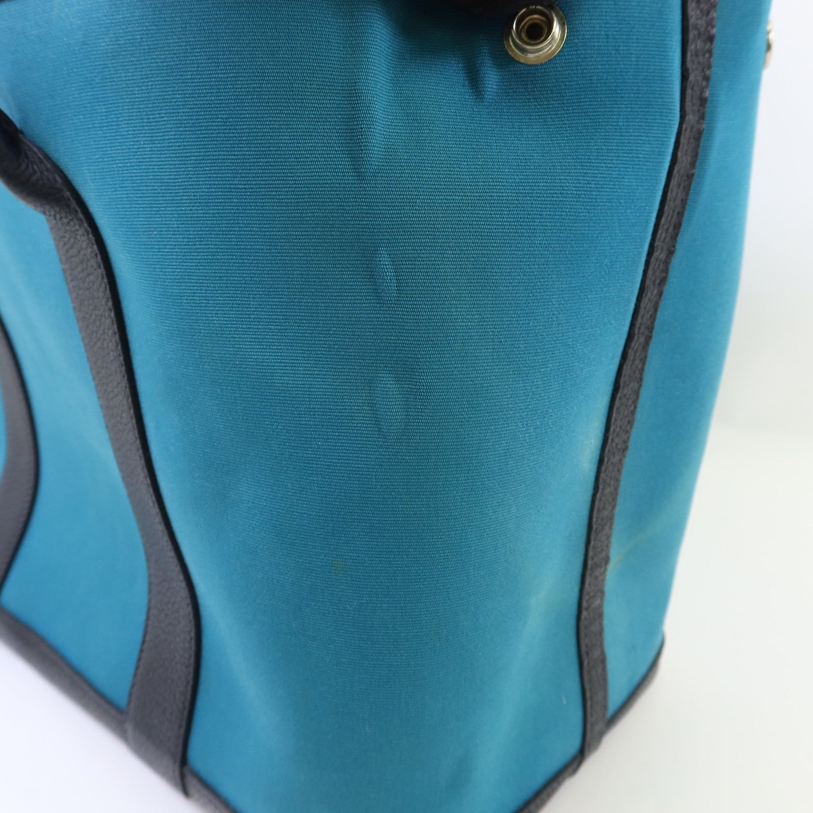 HERMES 帆布Garden Party PM銀扣手挽袋Bleu Paon