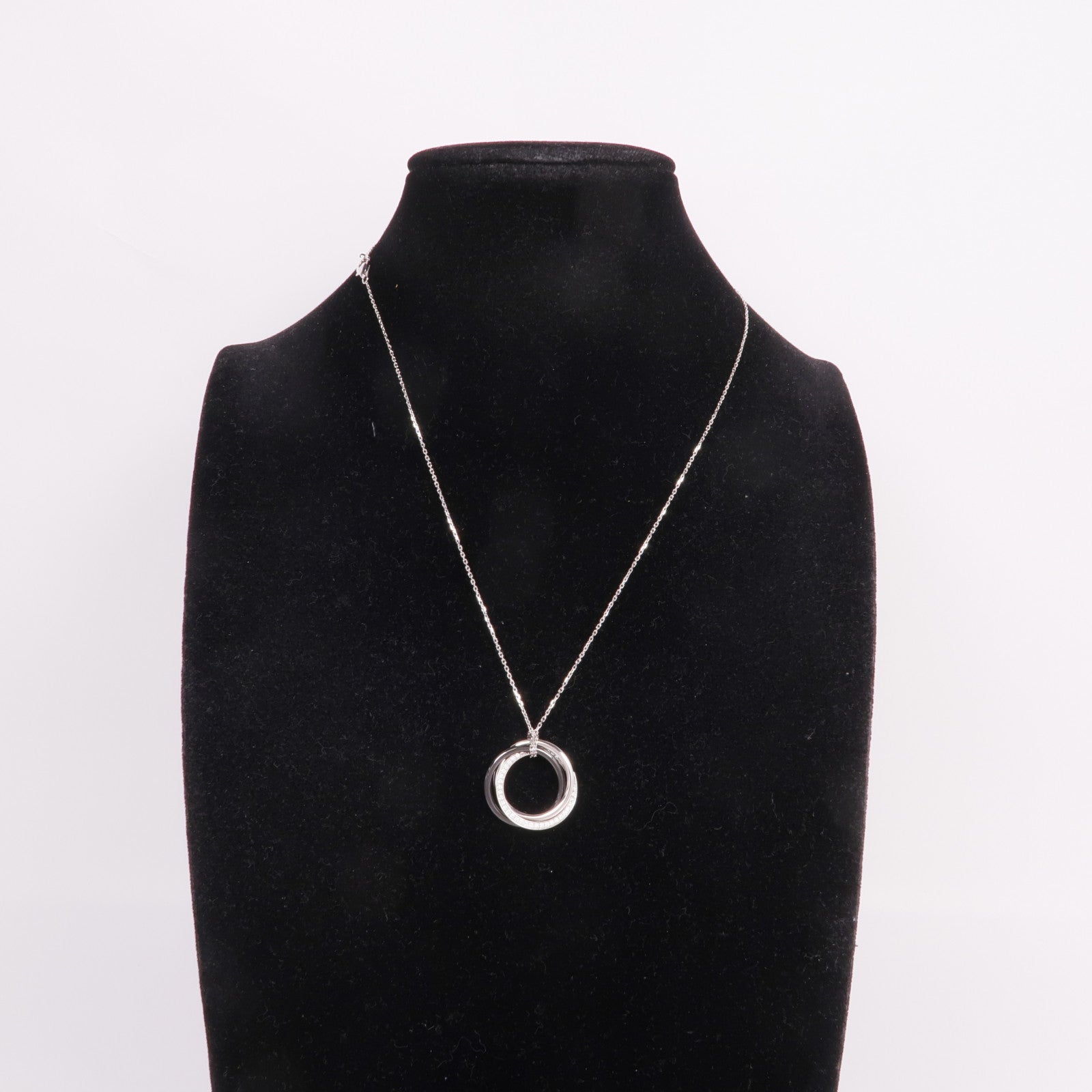 CARTIER 18K白金/陶瓷Trinity Necklace鑽石項鍊