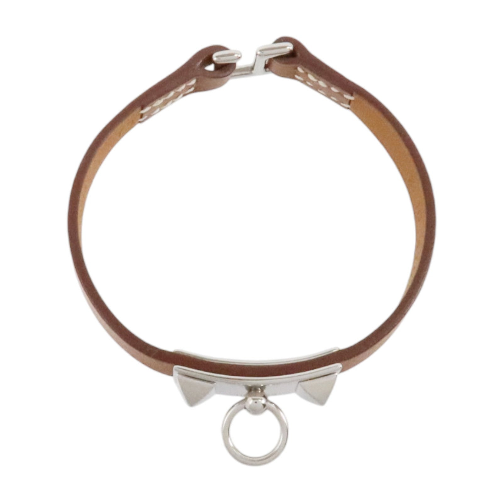 HERMES Swift皮革Mini Rivale Bracelet銀扣手鏈Gold
