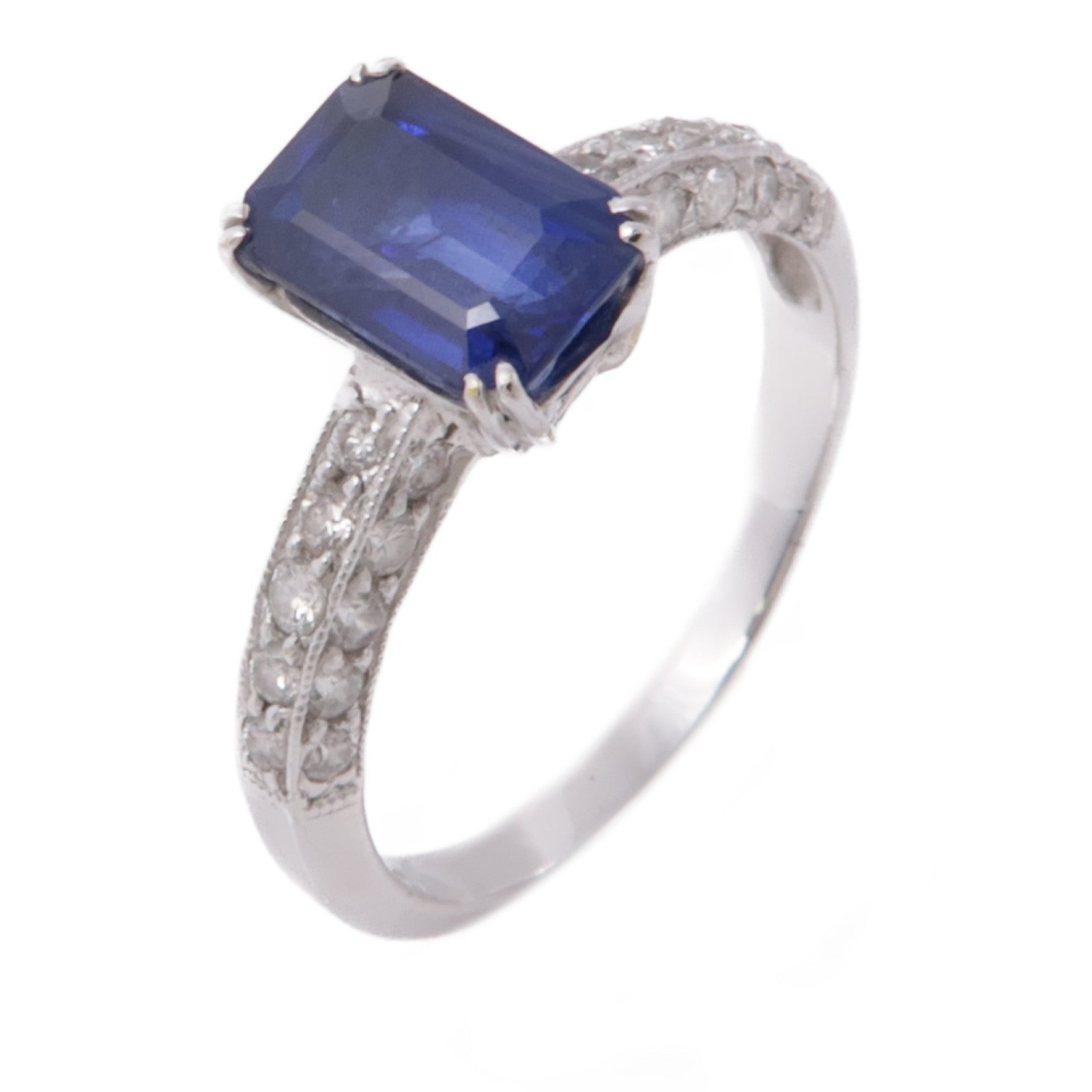 JEWELRY 18K白金Sapphire/Diamond Ring藍寶石/鑽石戒指US#5.75
