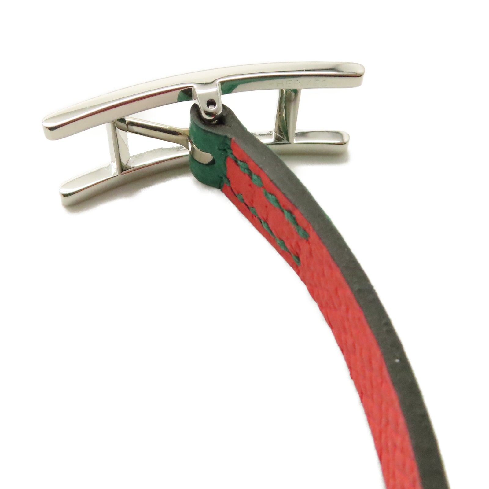 HERMES Epsom皮革Behapi Double Tour銀扣手鏈綠色