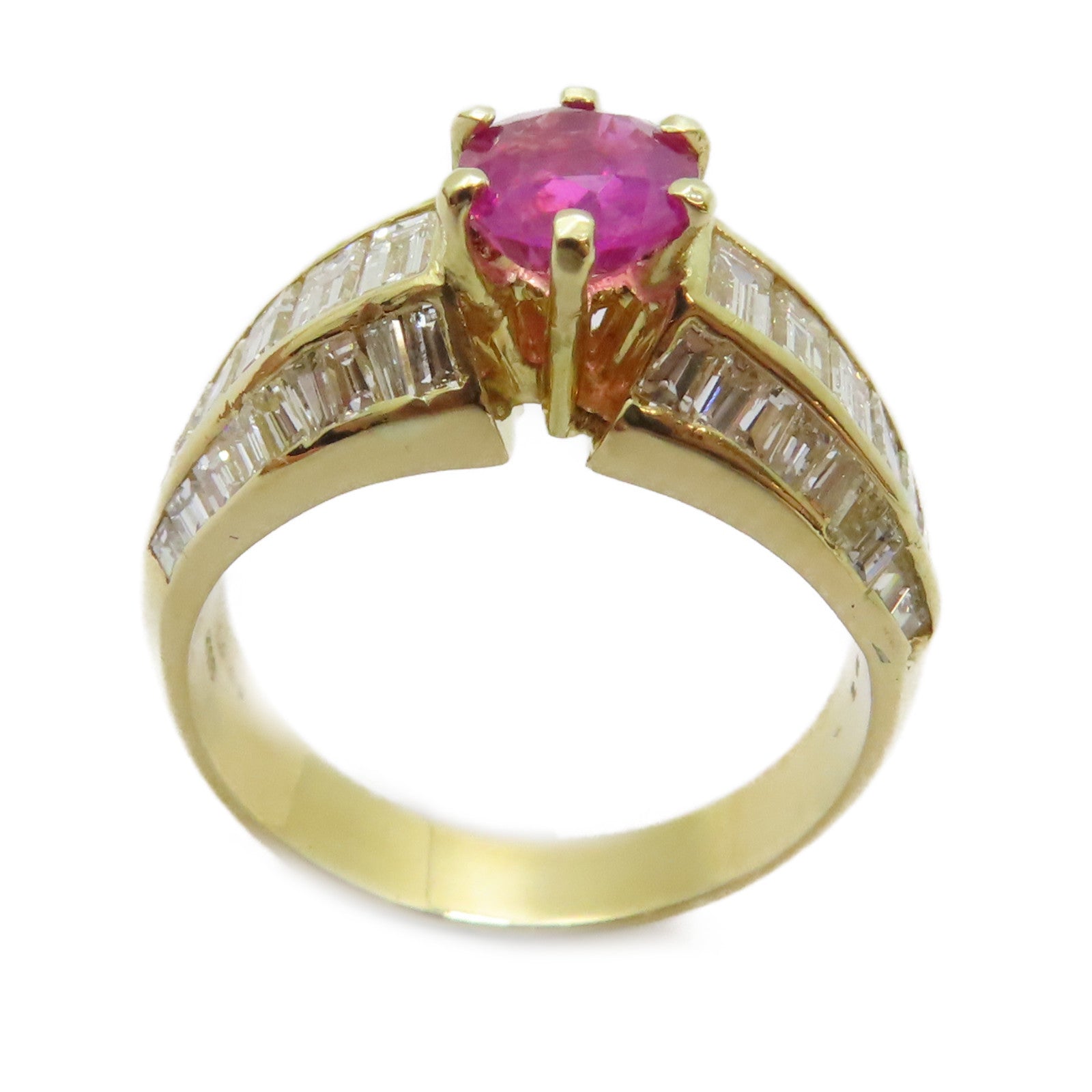 JEWELRY 【激減優惠】18K黃金Pink Sapphire Ring 1.048ct粉紅藍寶石/1.65ct鑽石戒指US#6.5
