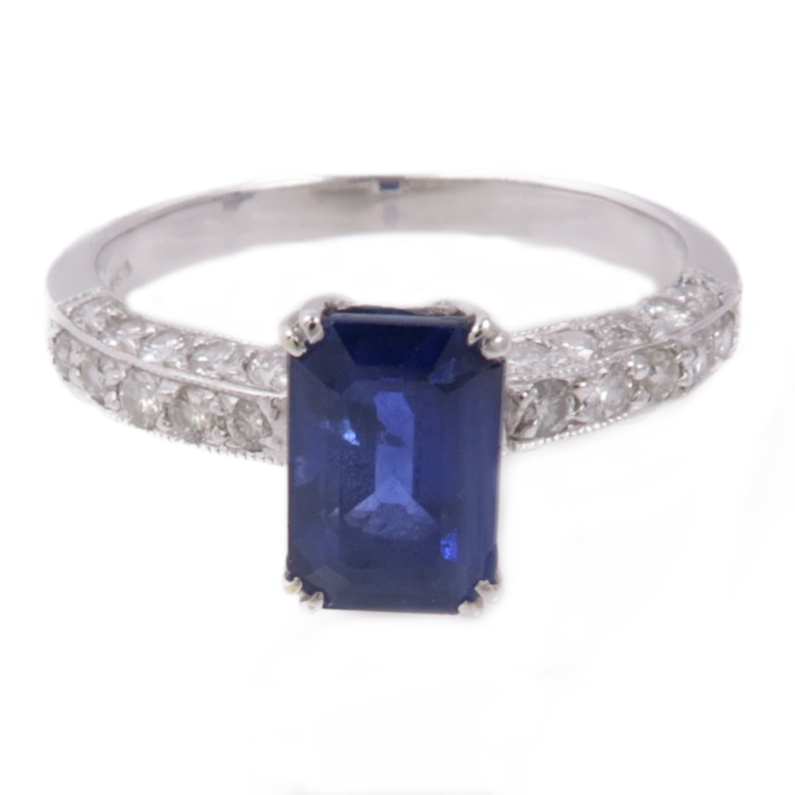 JEWELRY 18K白金Sapphire/Diamond Ring藍寶石/鑽石戒指US#5.75