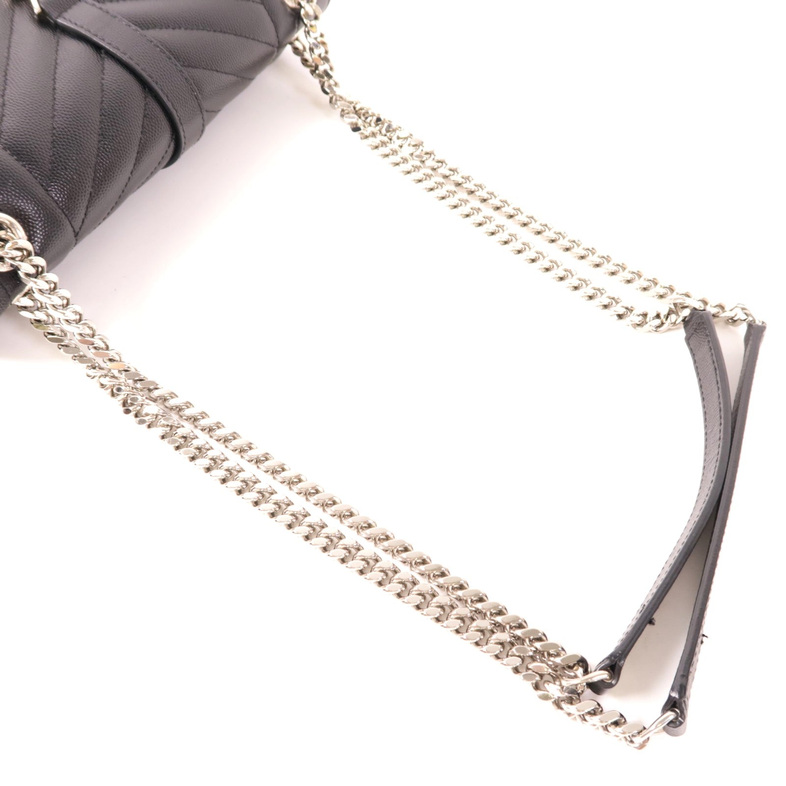 YVES SAINT LAURENT 牛皮皮革Chain Shoulder銀扣肩背袋
