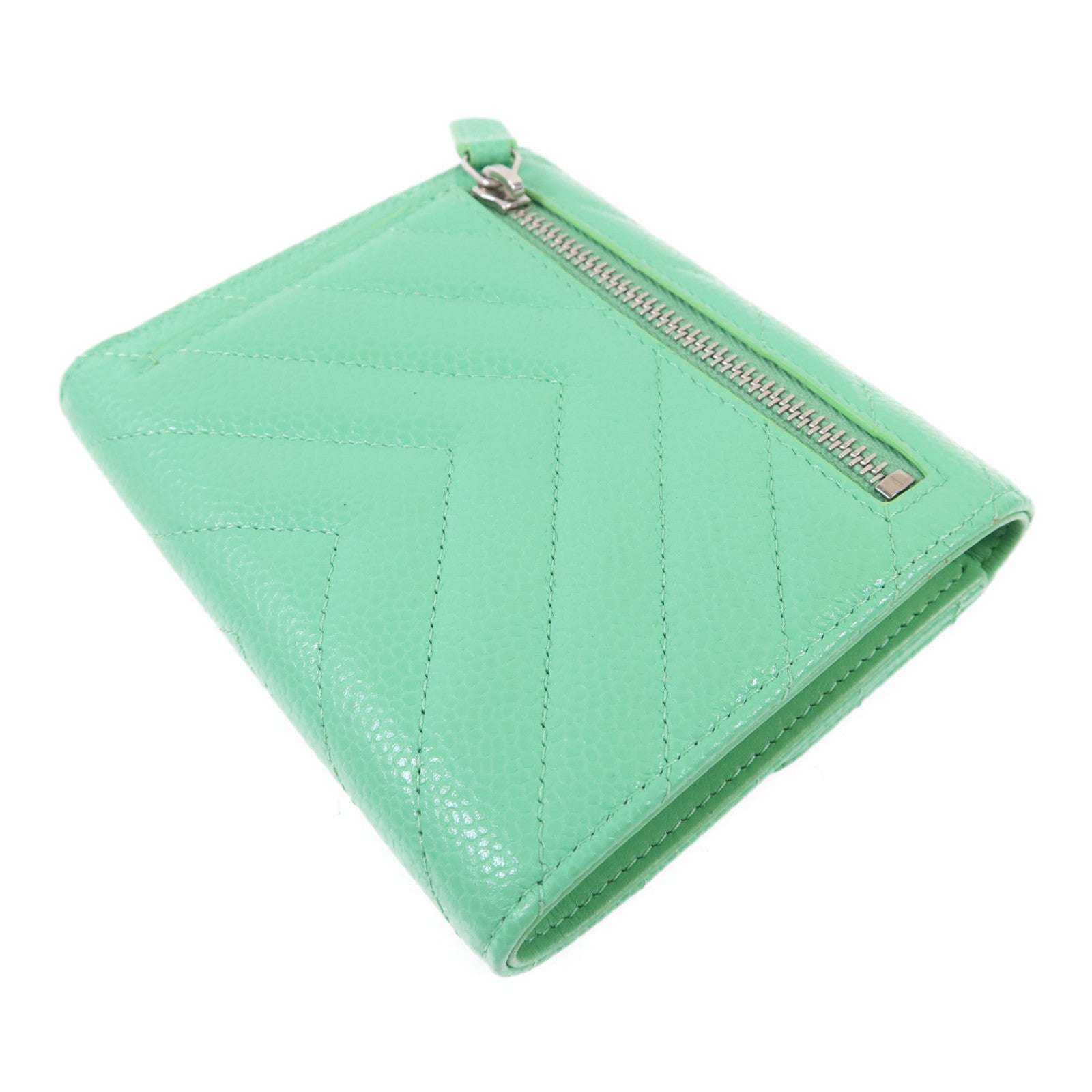 CHANEL 牛皮皮革Three-fold Wallet銀扣錢包