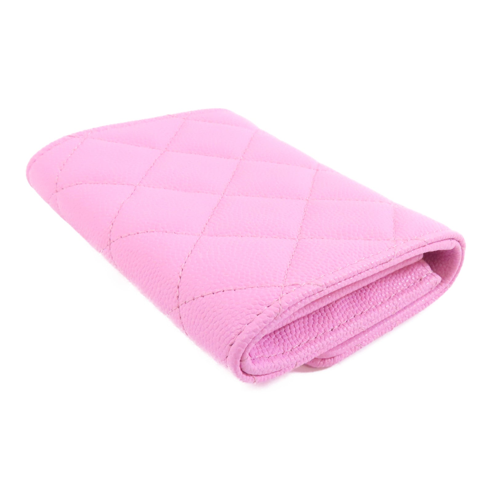 CHANEL 菱格Caviar皮革Card Case金扣卡片套粉紅色