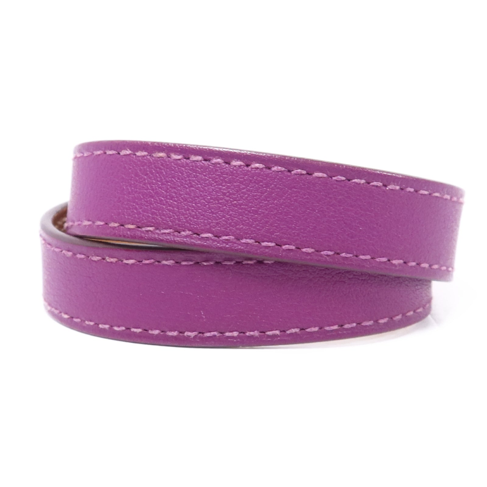 HERMES Swift皮革Kelly Double Tour銀扣手鐲Tosca Hermes#XS