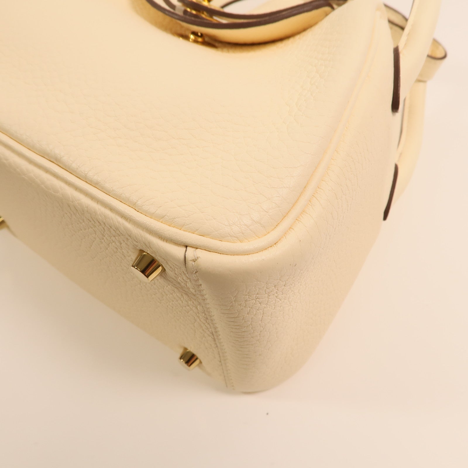 HERMES Clemence皮革Mini Lindy金扣手挽肩背兩用袋Nata