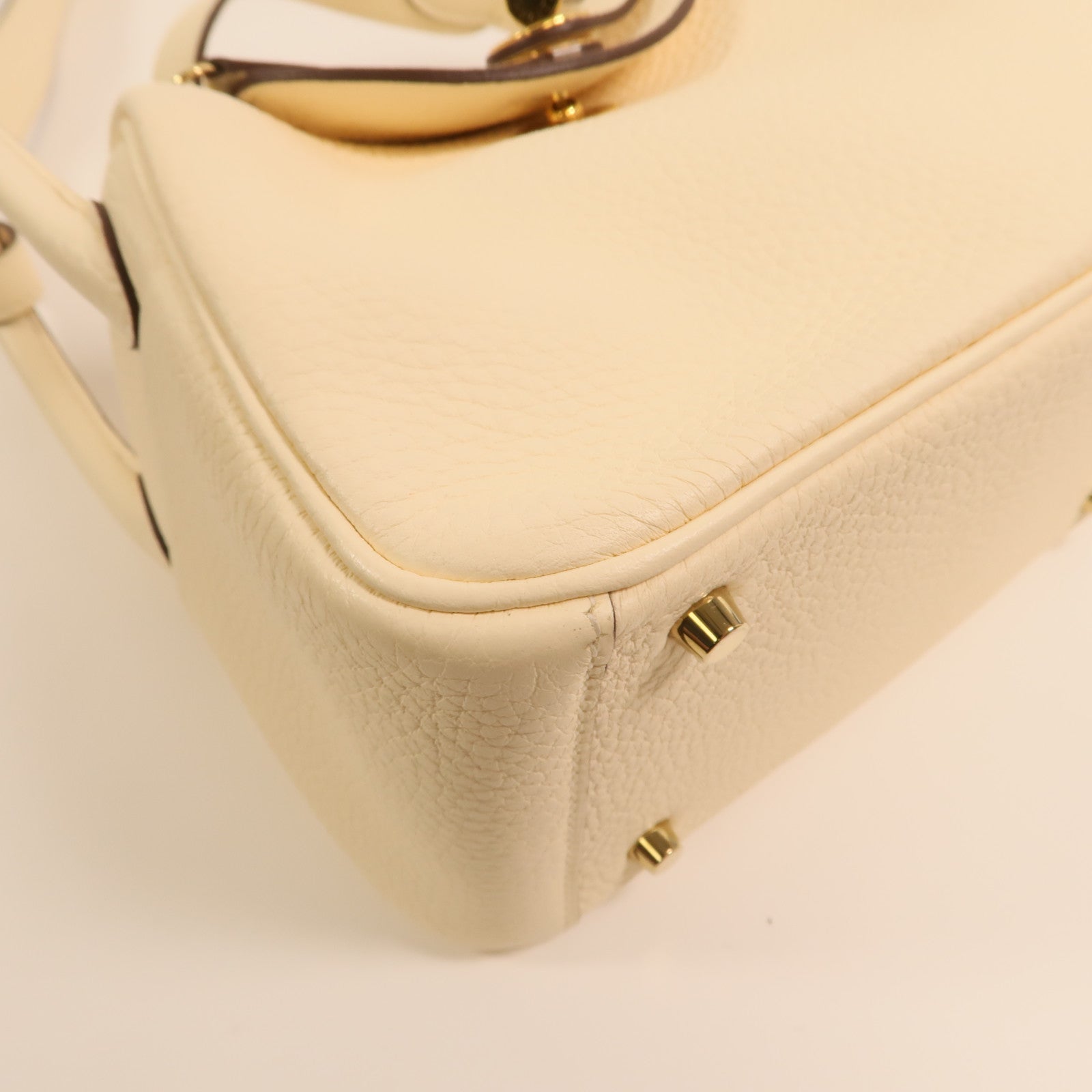 HERMES Clemence皮革Mini Lindy金扣手挽肩背兩用袋Nata