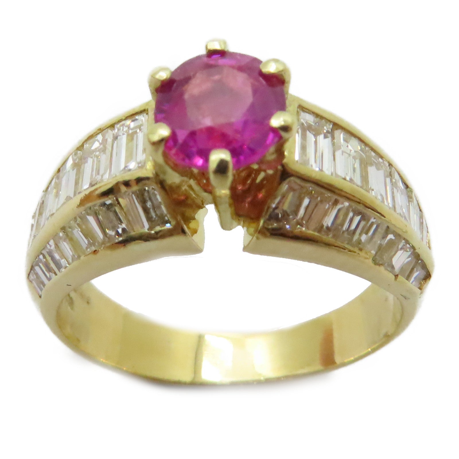 JEWELRY 【激減優惠】18K黃金Pink Sapphire Ring 1.048ct粉紅藍寶石/1.65ct鑽石戒指US#6.5