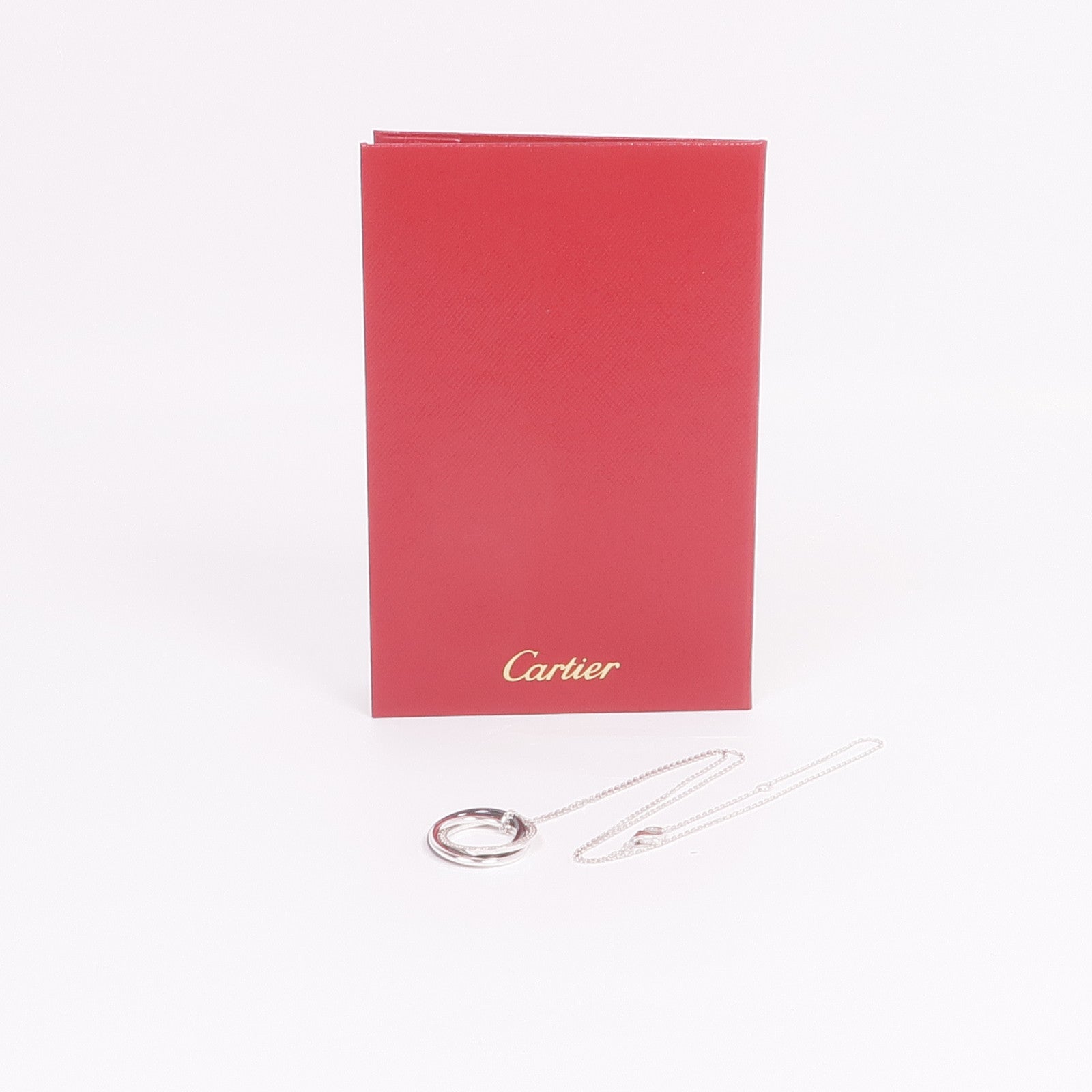 CARTIER 18K白金/陶瓷Trinity Necklace鑽石項鍊